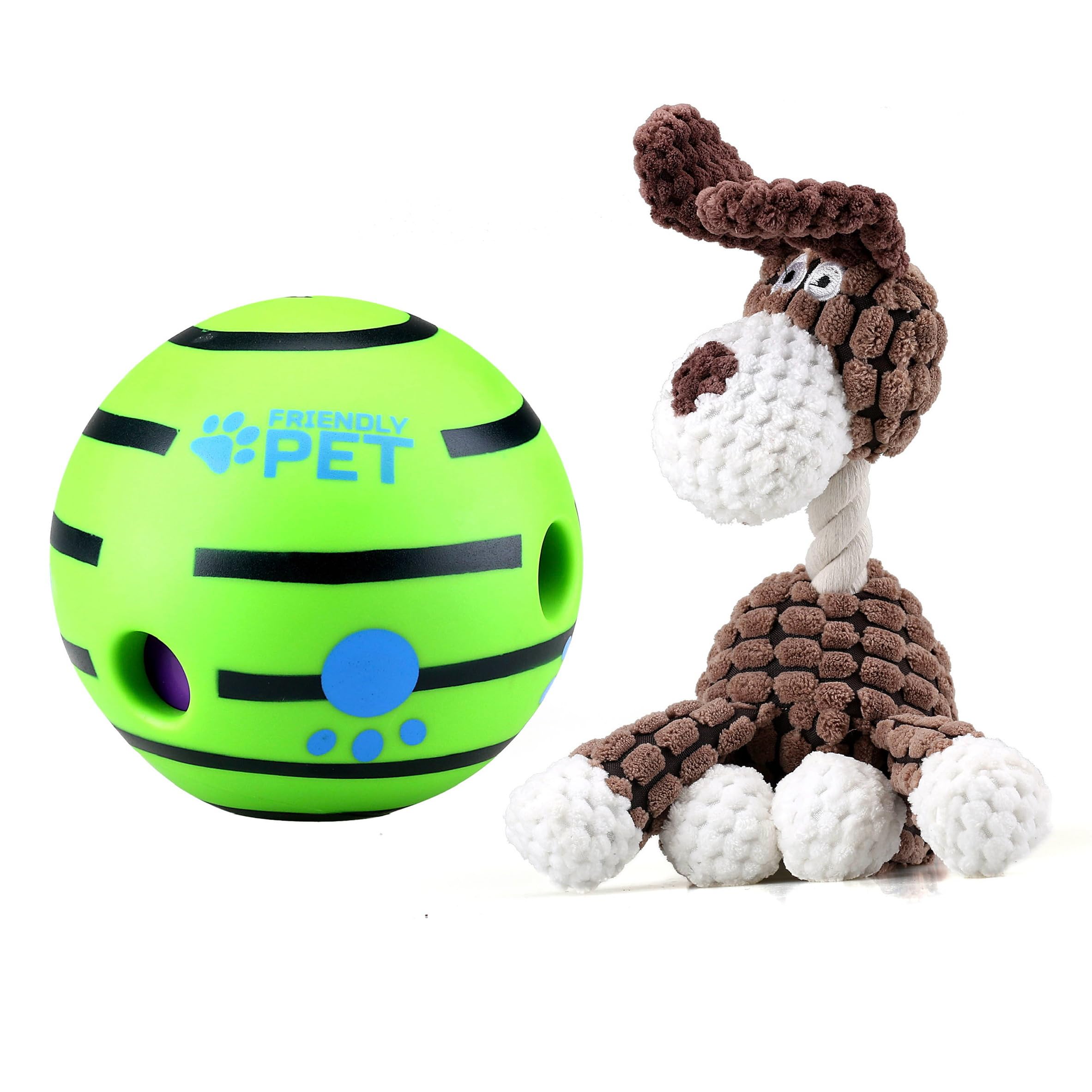 Wobble Giggle Ball and Plush Squeaky Toy Combo Donkey Combo Dog