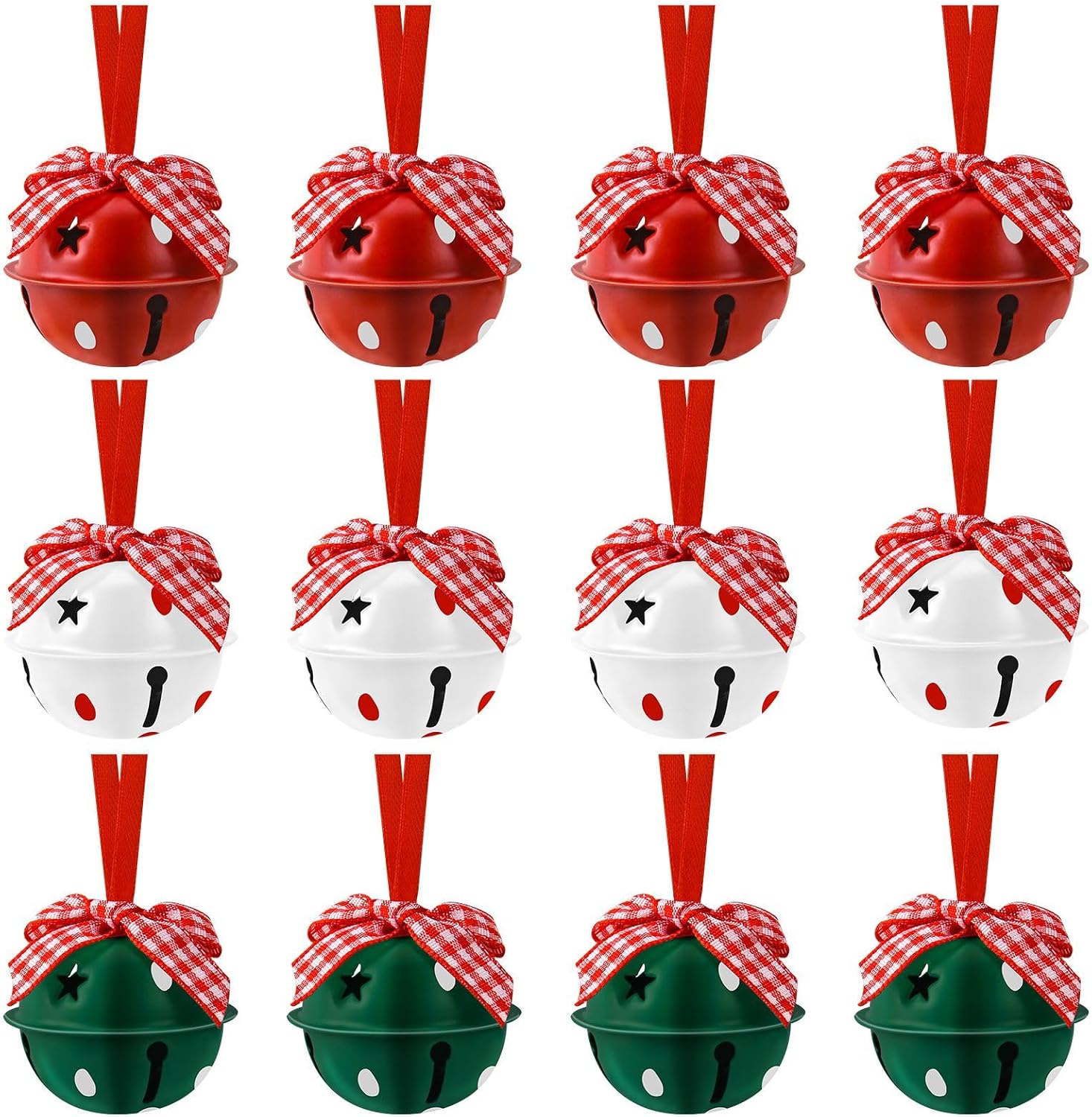 12pcs Jingle Bells 1.57in/4cm Craft Bells for Christmas Party, Xmas Tree, Wreath Ornaments & Holiday DIY Decorations