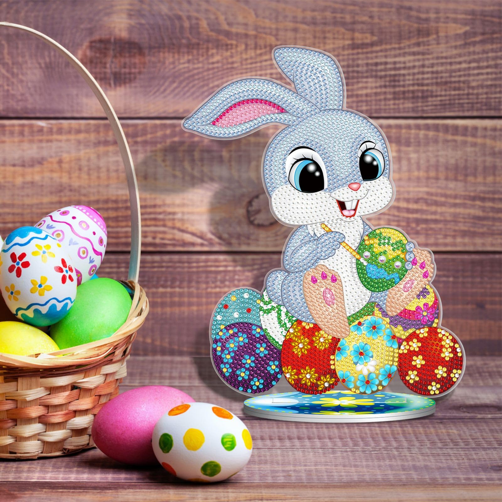 Starnearby Ornement De Bureau Broderie Diamant Décoration De Paques Lapin Diamond Painting Ornement De Table, Ornement Peinture Diamant œuf De Pâques