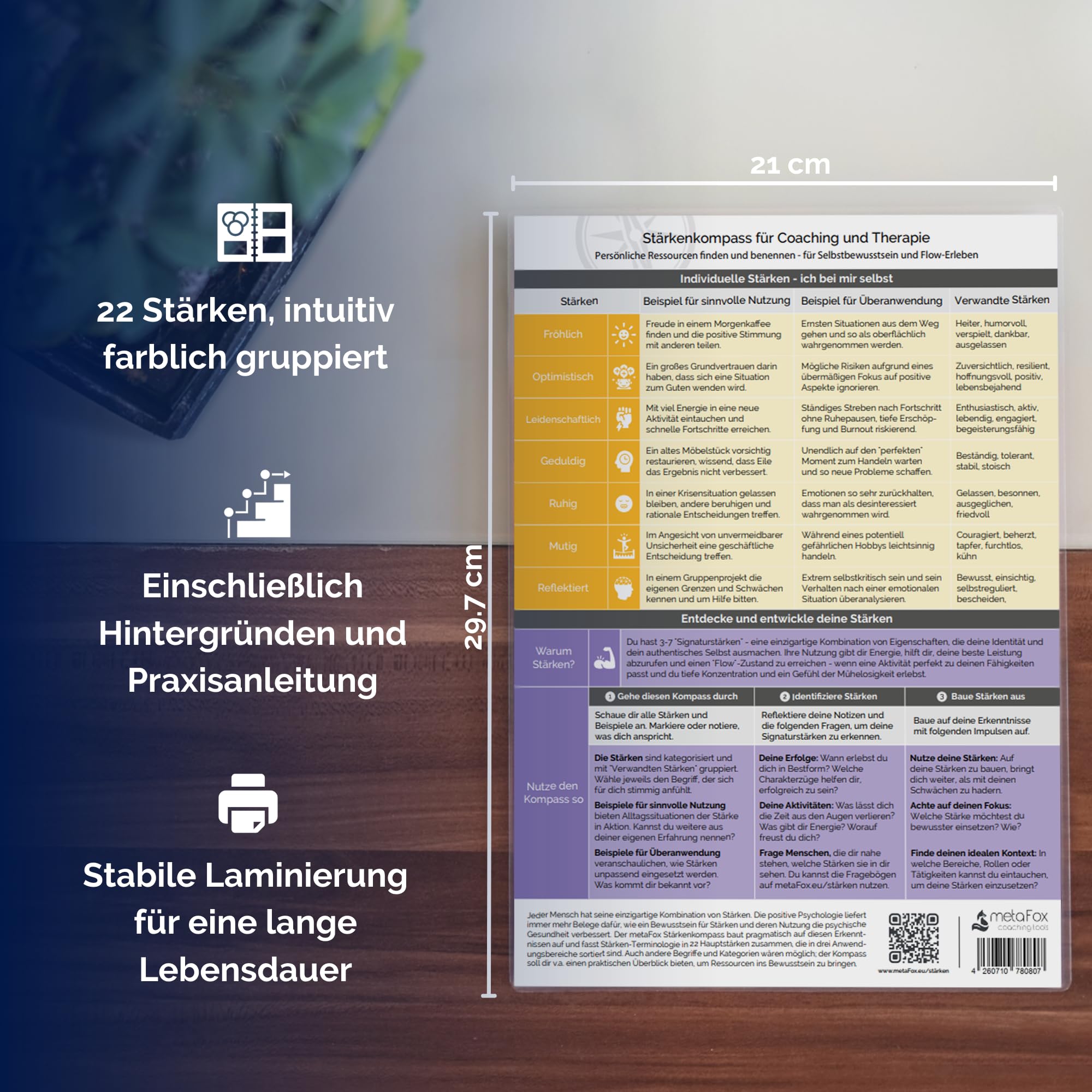 metaFox Strkenkompass - Fr Coaching, Therapie, Entwicklung, Persnlichkeitsentwicklung und Positive Psychologie - Als Strkenfinder, Coaching-Kit und Moderationshilfe - Image 2