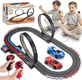 Race Track Toy Sets for Kids - Battery High-Speed 1:64 Scale Dual Slot Car Track Toys with 2 Controllers & 2 Slot Cars - Birthday Gifts for Boys Girls Children Age 3 4 5 6 7 8 9 10 11 12 Years Old