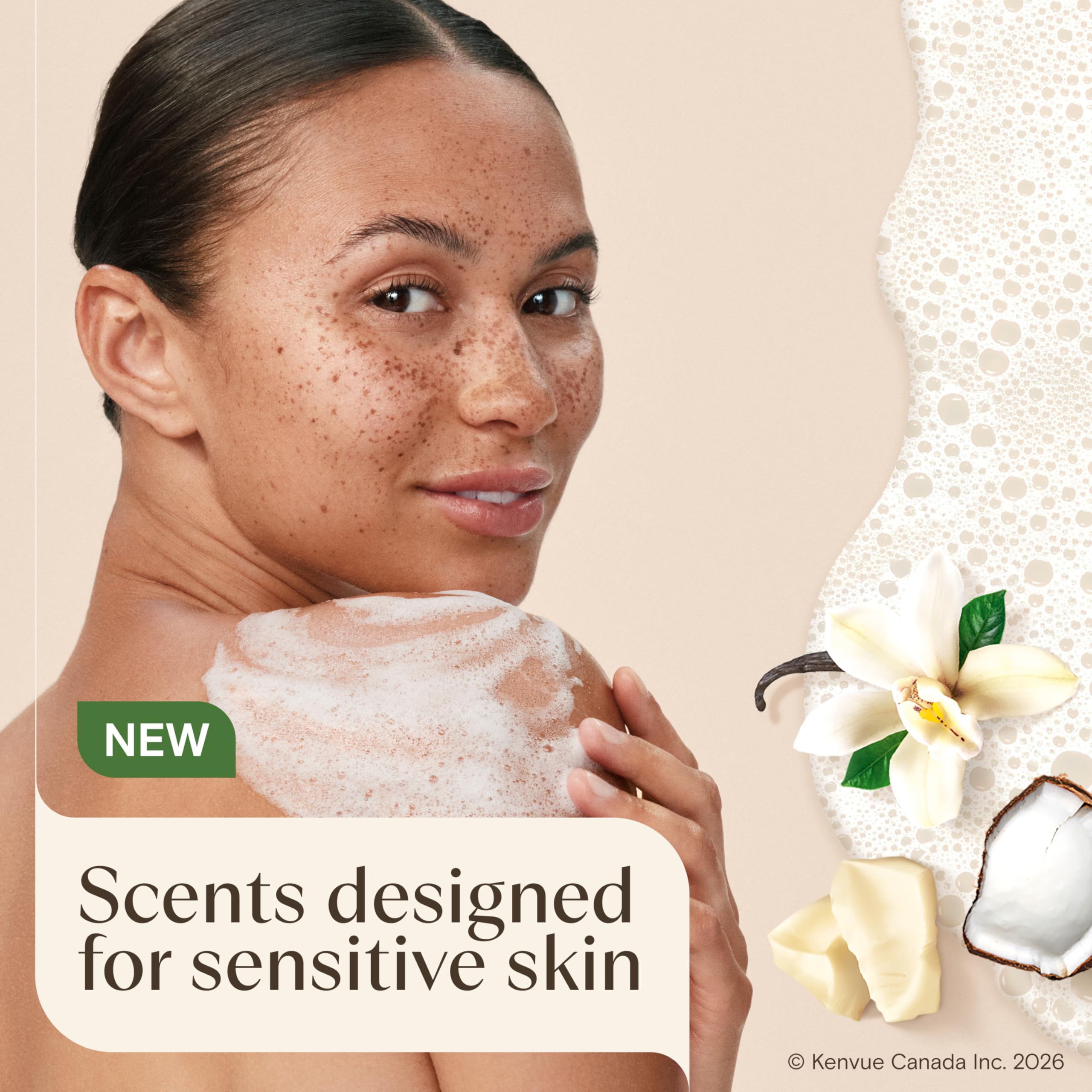 Aveeno Daily Moisturizing Body Wash with Cocoa Butter Vanilla Scent & Soothing Prebiotic Oat, Provides Long-Lasting Hydration for Sensitive Skin, Hypoallergenic, Paraben-Free, 532 mL - 3