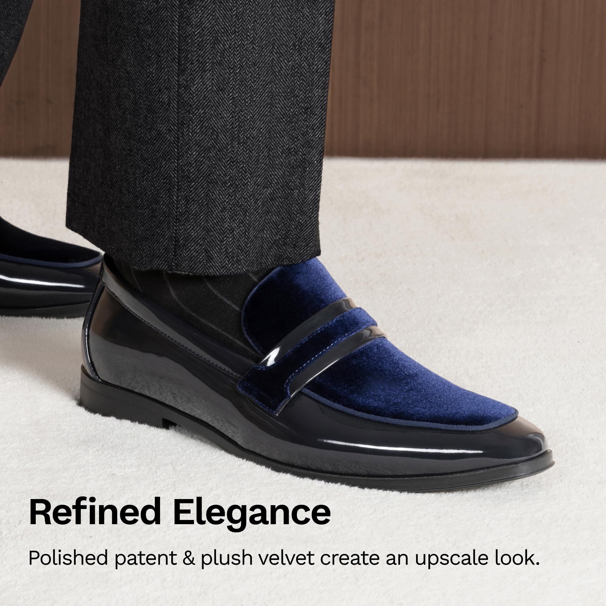 Bruno Marc Mocassini Tuxedo Classici da Uomo in Velluto Slip on Elegante Patent Scarpe