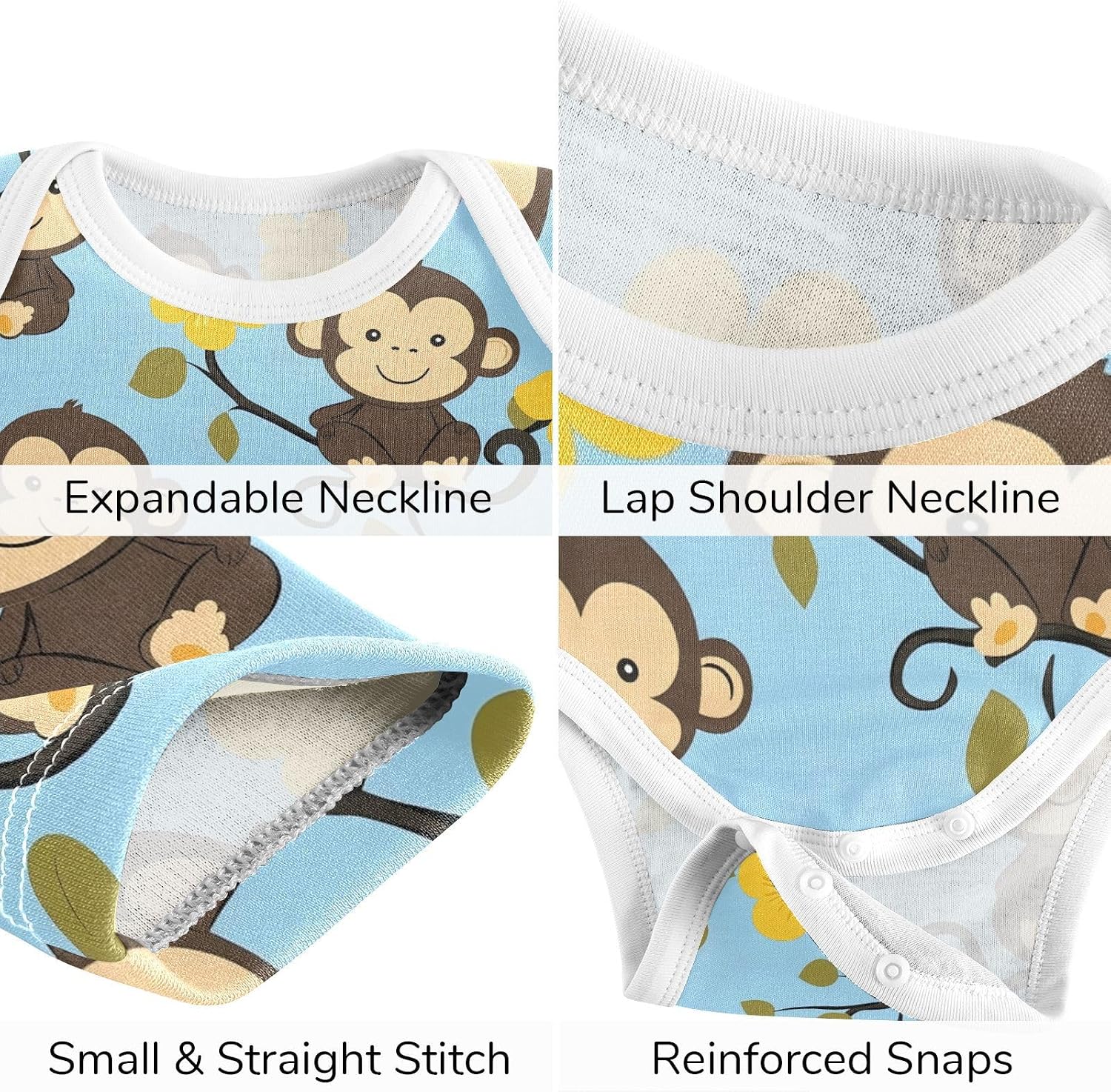 vvfelixl Baby Clothes Monkey Vine Flower Baby Bodysuits Set Unisex Short Sleeve Babys Pants Sets 0-3M
