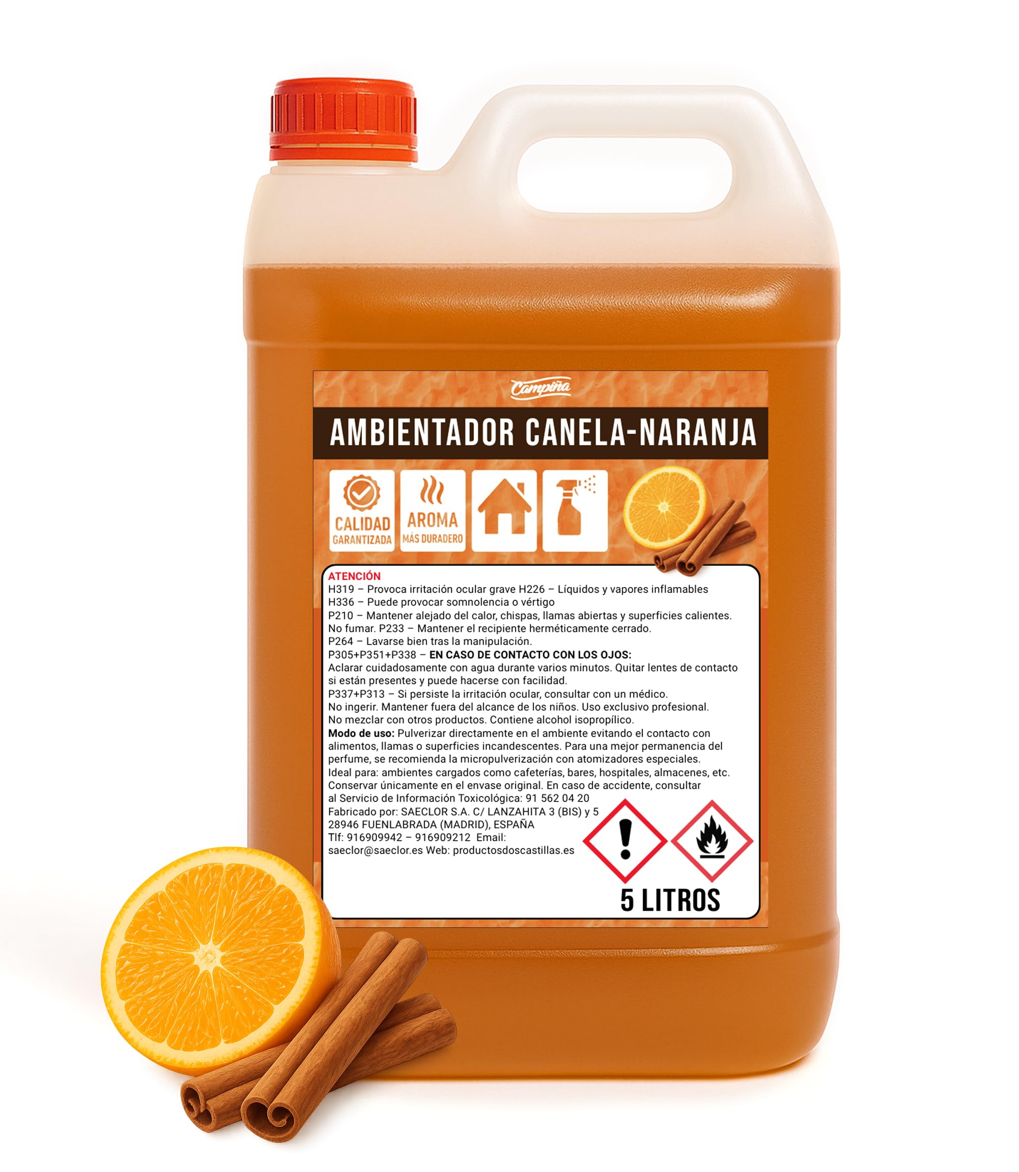 Ambientador Canela Naranja Aroma Profesional Duradero 5 Litros Neutraliza Olores Ideal Hogar Oficina Tiendas Hoteles Restaurantes Uso Intensivo Listo Para Usar Gran Rendimiento