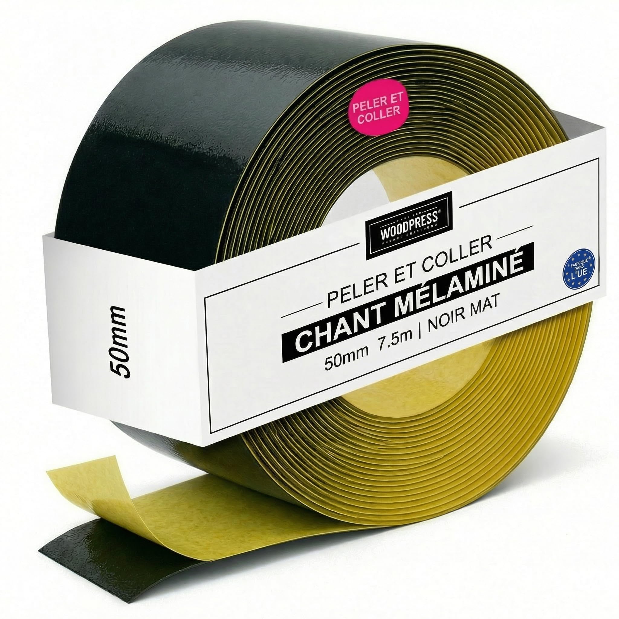Réparer meuble sans fer grâce au chant autocollant noir 50mm