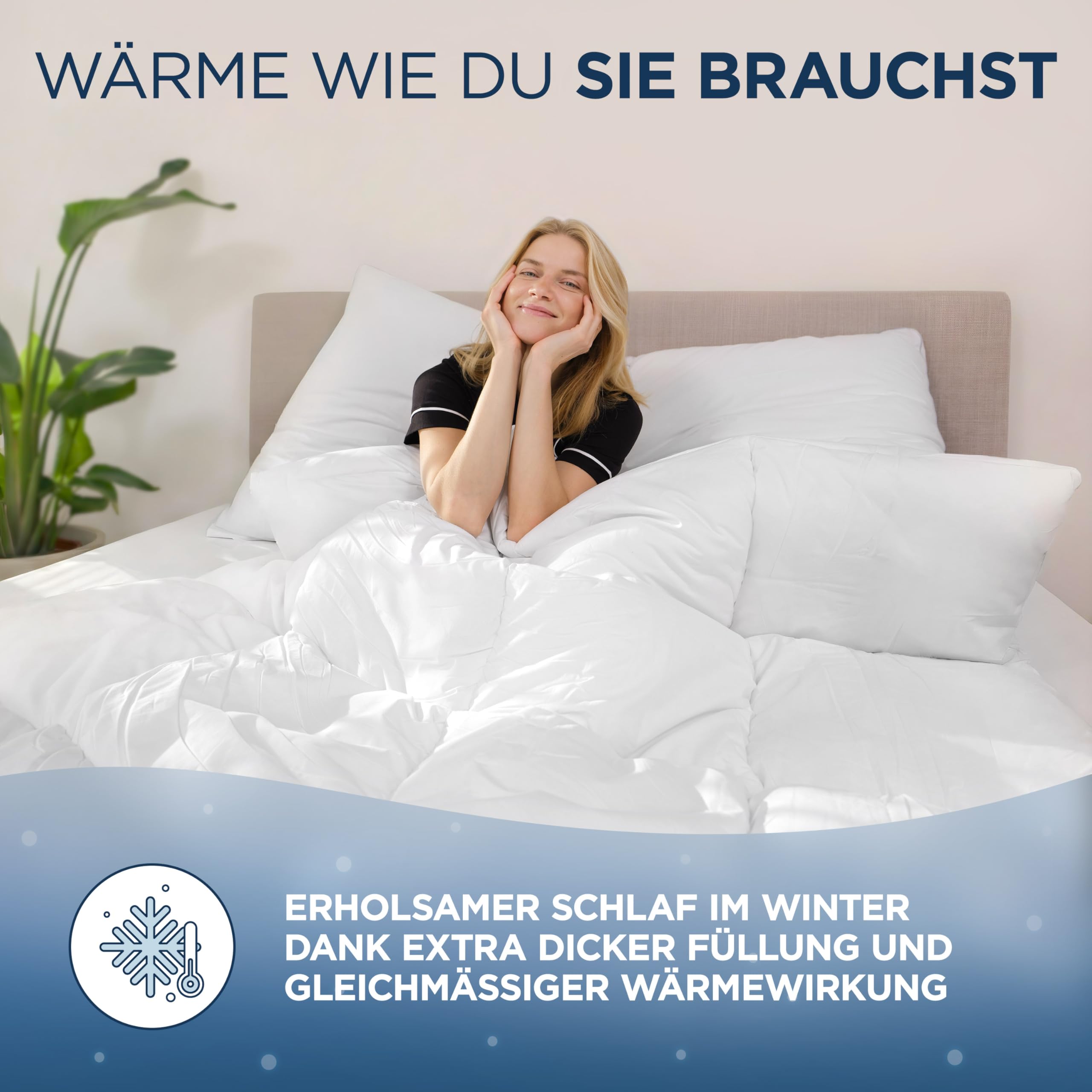 Samthus Premium Winterdecke 200x200cm - Oeko-Tex und Dermatest zertifizierte Bettdecke- kuschelige Schlafdecke Zudecke mit Aussenhülle aus 100% Baumwolle - warme Steppdecke - Winter Blanket Duvet