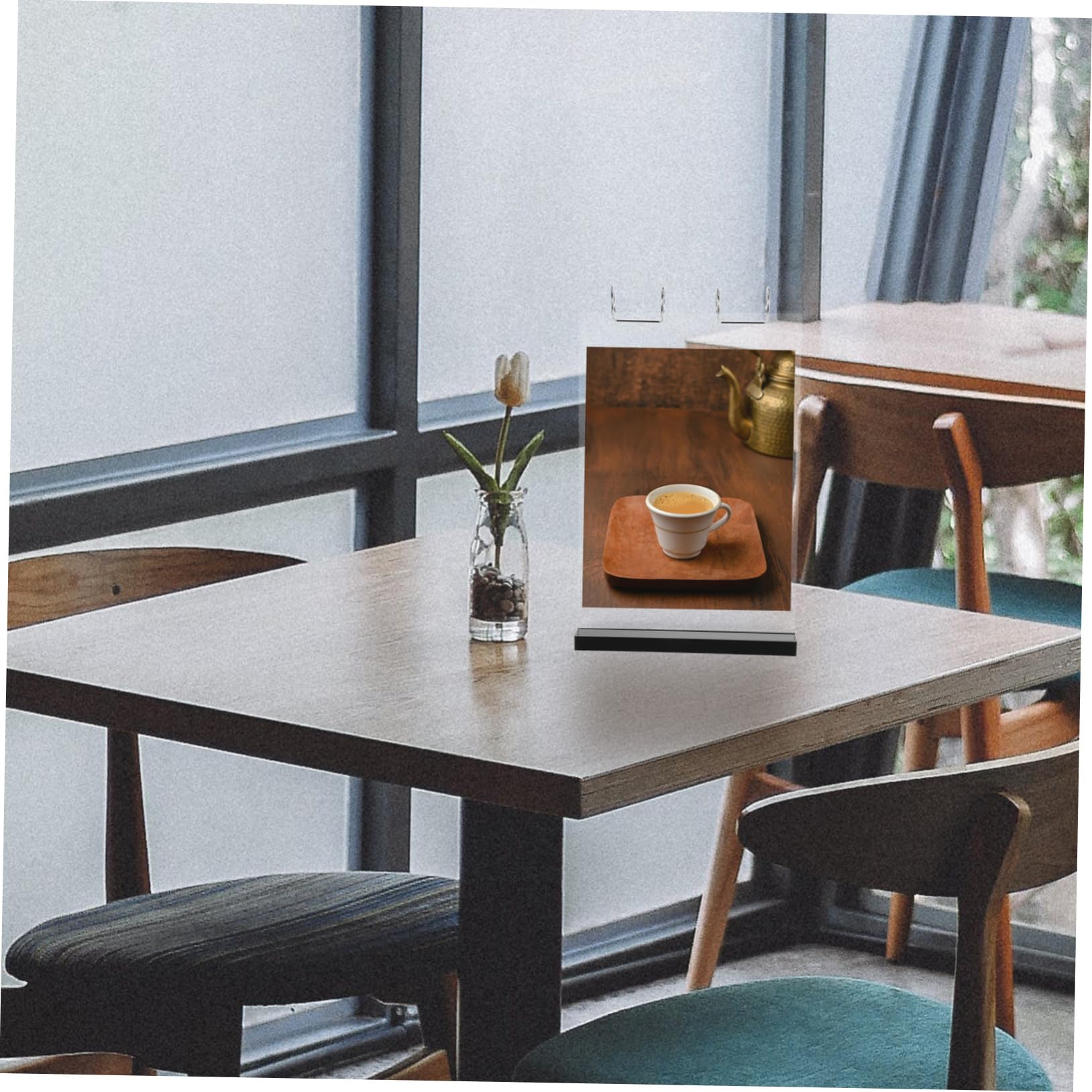 SOLUSTRE Doppelseitiger Acryl Menüschildhalter aus Pvc und Eisen mit 6 Seiten zum Aufstellen für Cafés und Bankette Transparenter Tischaufsteller für Speisekarten und Poster