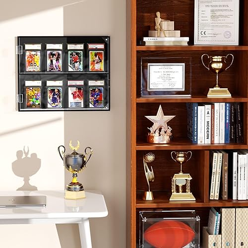 Miniatura 2 de FEMELI Estuche acrílico para tarjetas de béisbol, marco de tarjetas coleccionables con 8 grados con protección UV, funda para tarjetas deportivas de