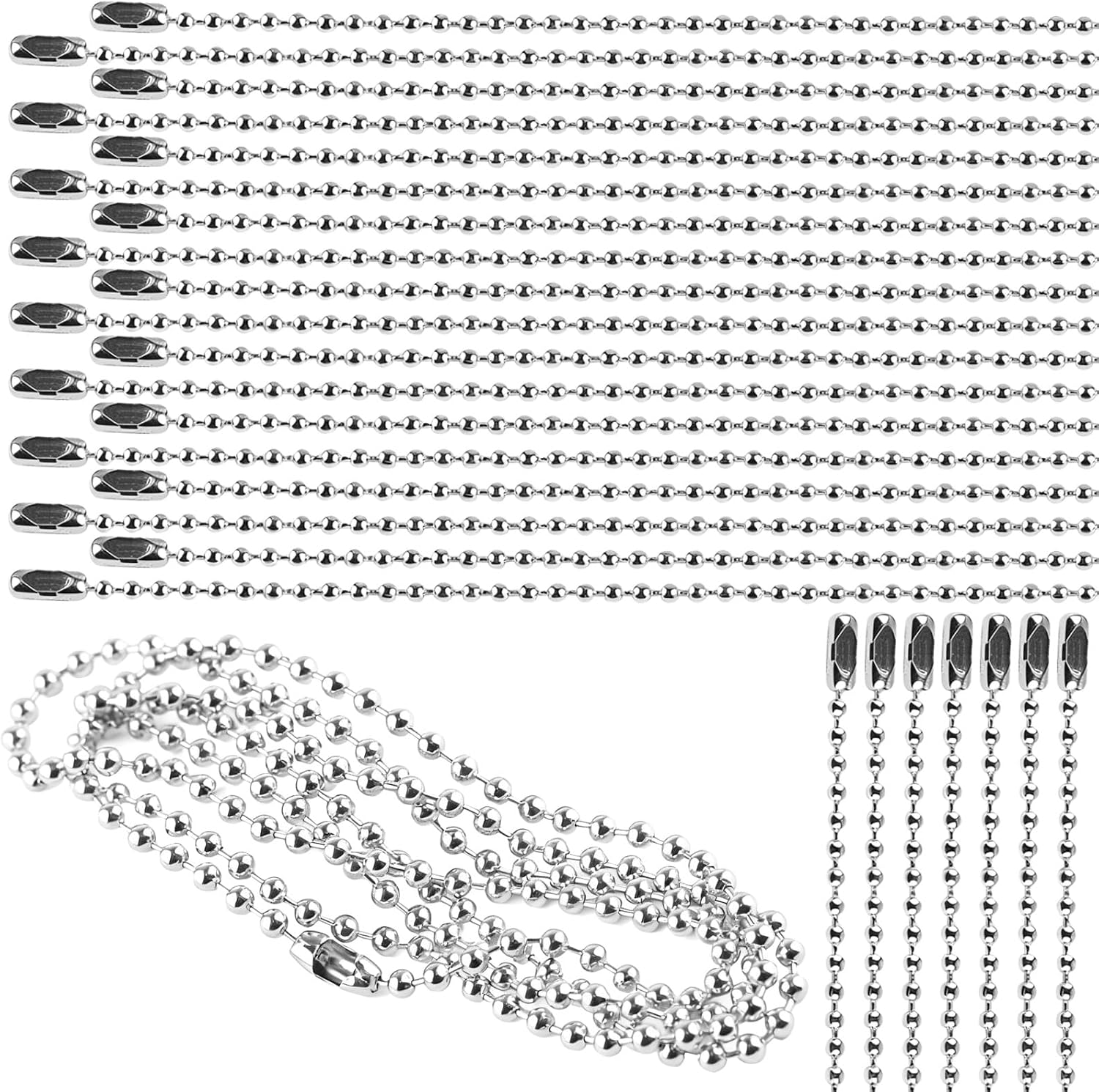 100 Pcs Ball Chain Necklace, 23.6 in Golden Dog Tag Chain, 0.09 in Bead, Chains for Jewelry Making, DIY Accessories Necklace Bulk