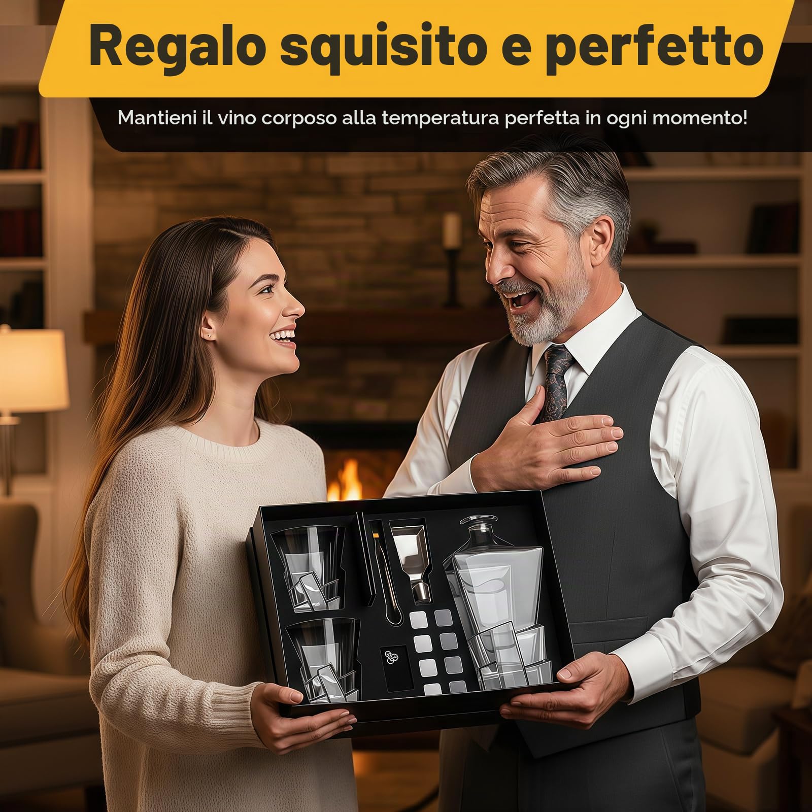 Set Whisky Regalo, 800ML Decanter per Whisky, 2 Bicchieri da Whisky, 8 Pietre di Whisky, Bicchieri e Bottiglie da Whisky per Bourbon Scotch Cognac Martini, Scatola Regalo