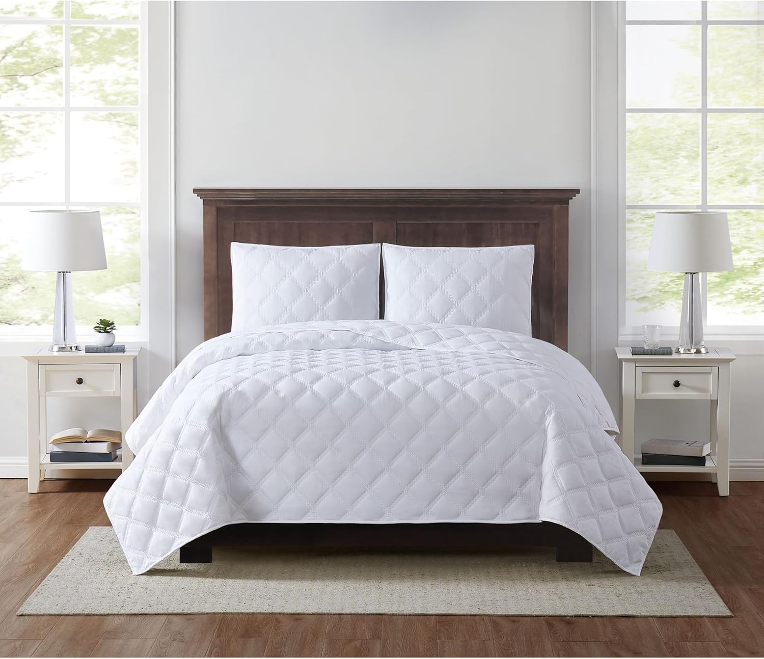 TRULY SOFT Everyday 3D Puff White Polyester 2-Piece Twin XL Quilt Set, Solid Color Themed, for Men and Women, Oeko-TEX Certified Confidence