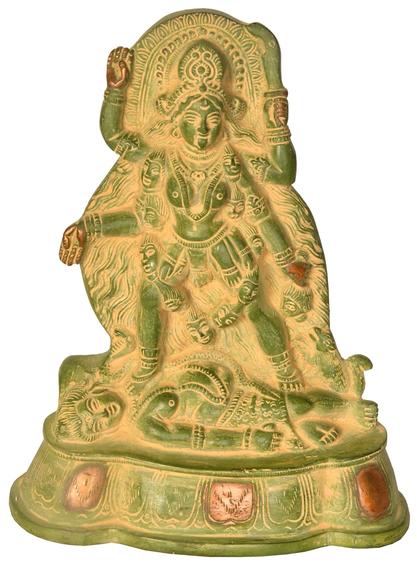 Idole Kali déesse laiton vert Exotic India, cadeau spirituel traditionnel 7 cm