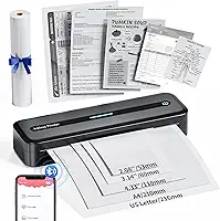 COLORWING Impressoras portáteis sem fio para viagens, mini impressora compacta 300DPI sem tinta, impressora térmica Bluetooth compatível com smartphone Android e iOS e tablet e laptop - preta
