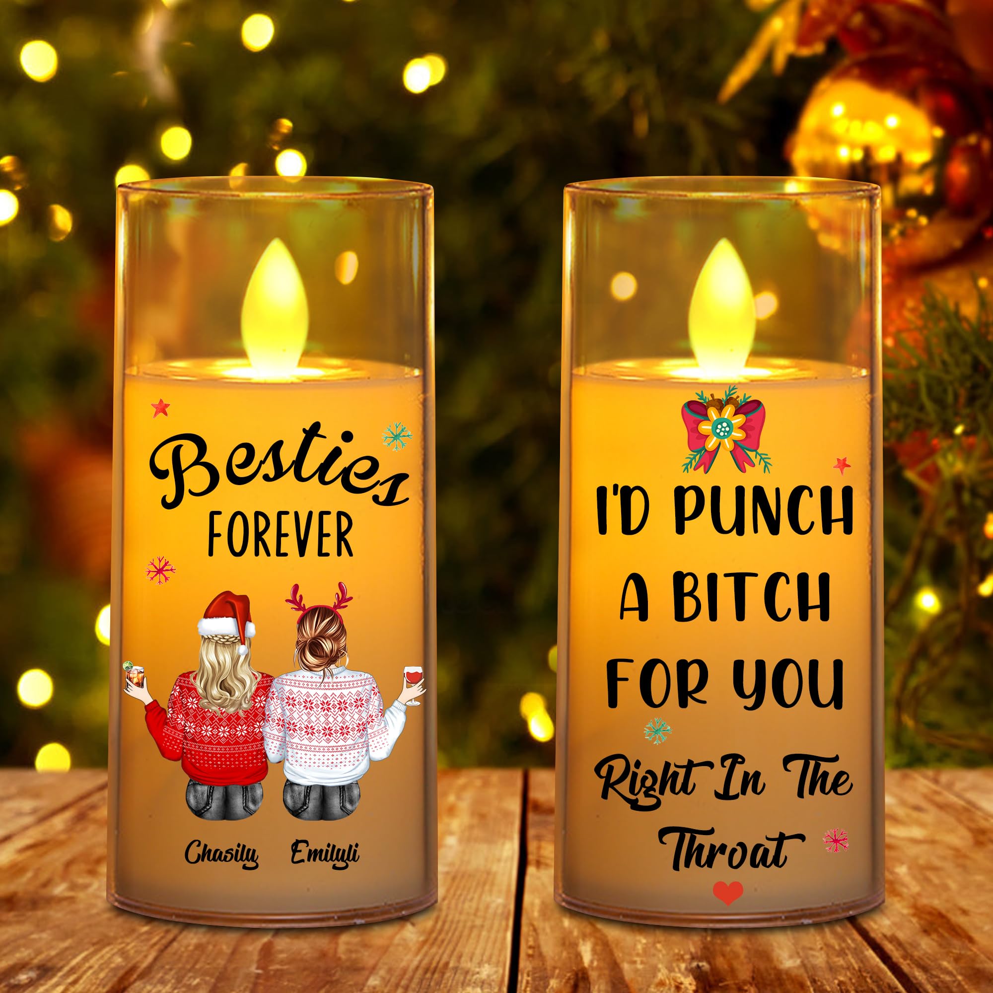 MYZQIFF Bestie Forever Our Friendship is Endless, Personalized Bestie LED Candles Light, Custom Name Christmas Friend Friendship Bestie Sister Candles Lamp Night Light Gifts for Women (style01)
