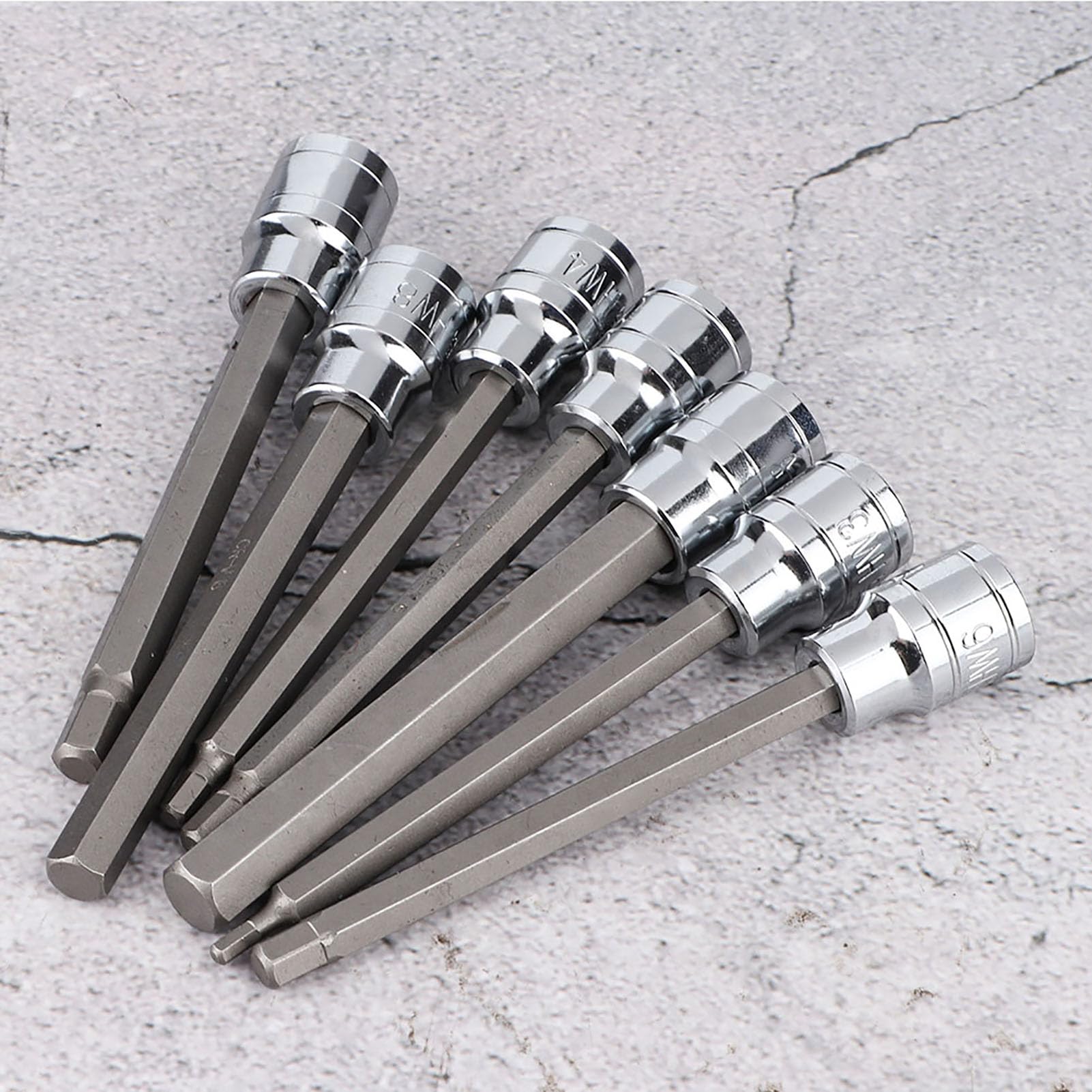 Juego de Llaves Allen, 7 Piezas, con Accionamiento de 3/8, Llave de Tubo Larga, Inserto Hexagonal, 3mm, 4mm, 5mm, 6mm, 7mm, 8mm