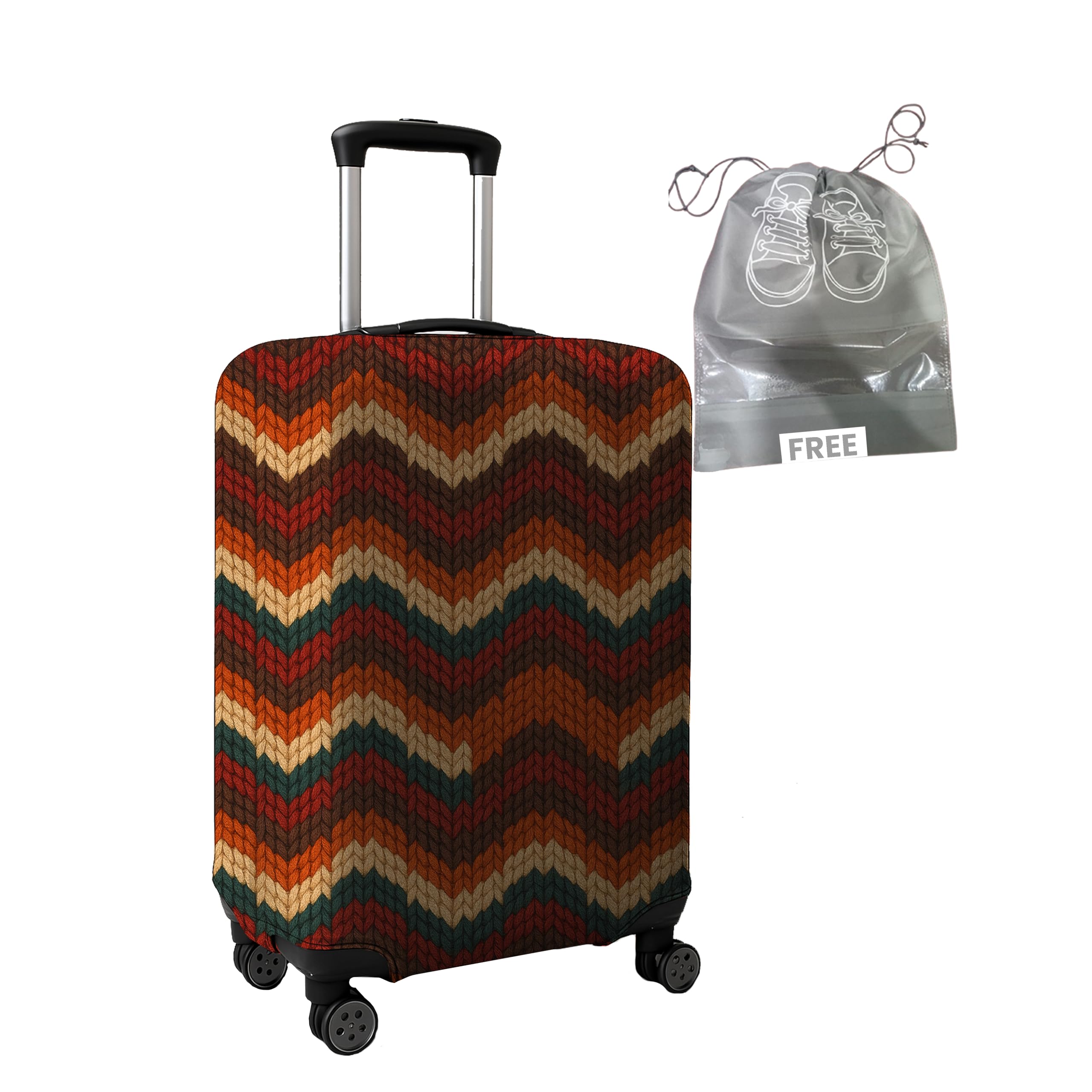 WanderWraps Spendex Polyester Protective Luggage Cover | Hard Luggage Trolley Bag Cover | Washable | Dust Proof | Stretchable | L - 28 inch | Printed