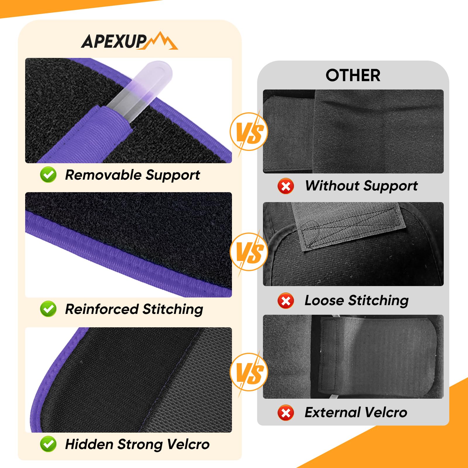 APEXUP - Entrenador de cintura para mujer, grasa del vientre inferior, banda de sudor para hombres, envoltura de estómago, recortador de cintura con soporte lumbar extraíble