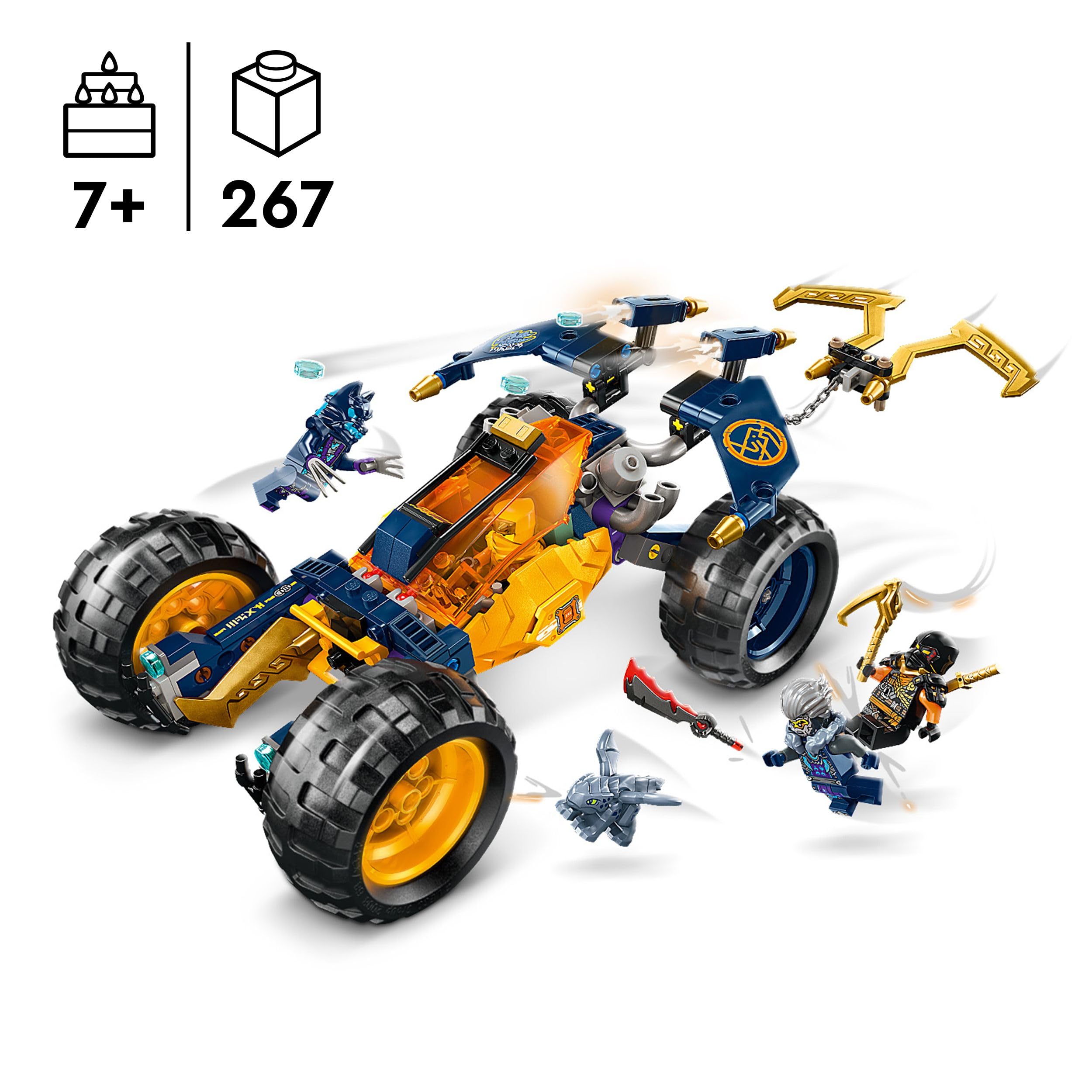 LEGO Ninjago Le Buggy Tout-Terrain Ninja d'Arin, Set d’Aventure avec Dragon et 4 Minifigurines, Véhicule à Construire pour Enfants, Idéal Cadeau d’Anniversaire pour Garçons et Filles dès 7 Ans 71811