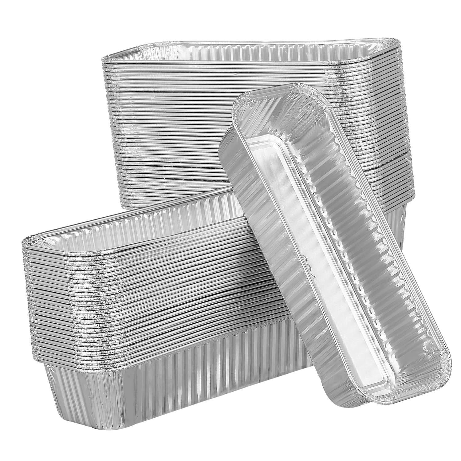 Luxshiny 125 Pcs Disposable Aluminum Foil Pans Rectangular Heavy Duty Baking Trays for Oven Roasting Food Storage Meal Prep Disposable Containers Lids for Takeout and Cooking