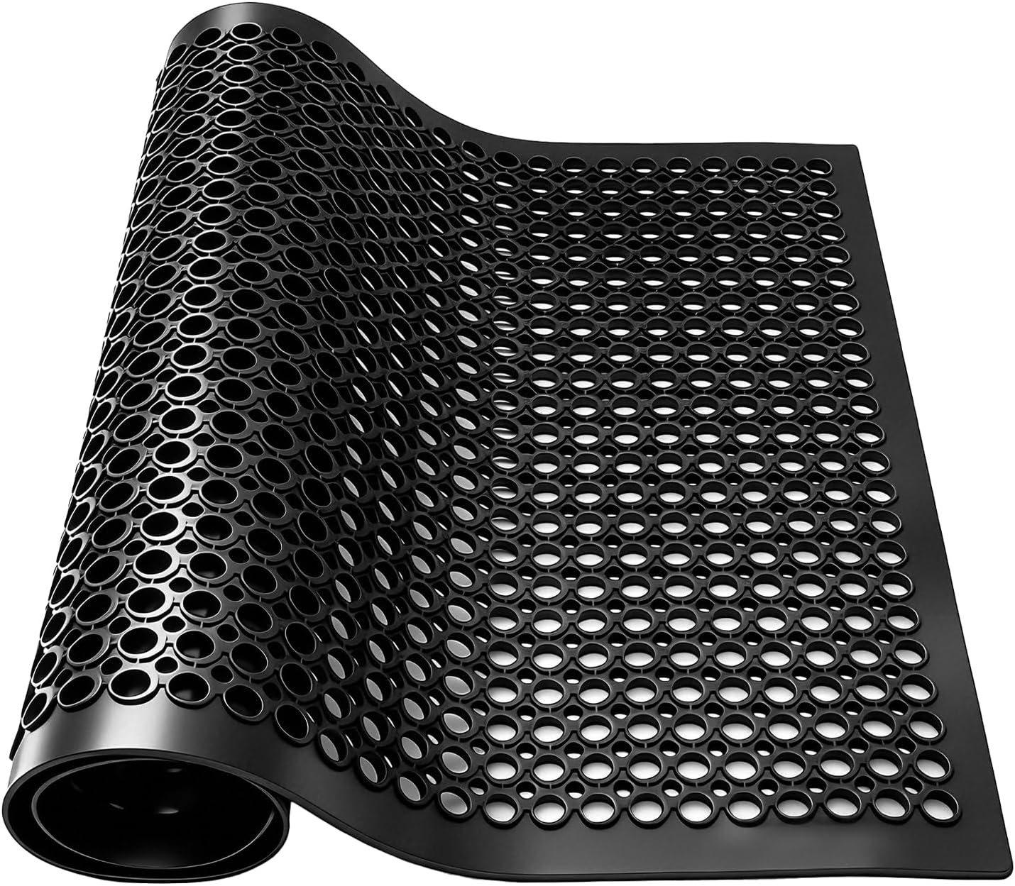 83x36x0.4in Commercial Floor Mat with Drainage Holes Rubber Floor Matting Anti-Fatigue Mat with Non-Slip Backing for Commercial Restaurant Kitchen Bar Use Wet Area