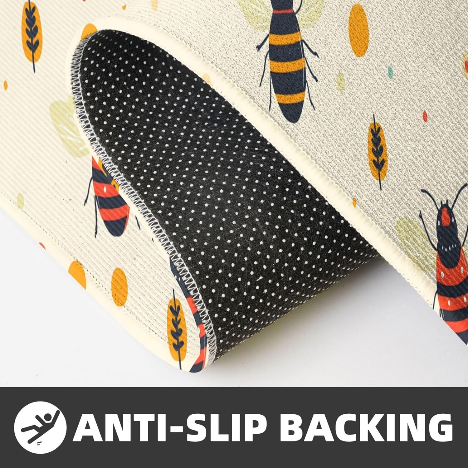 Cute Colorful Coccinellidae Print Kitchen Rugs Sets of 2 Non Slip Washable, Anti Fatigue Kitchen Mats for Floor, Home Decor