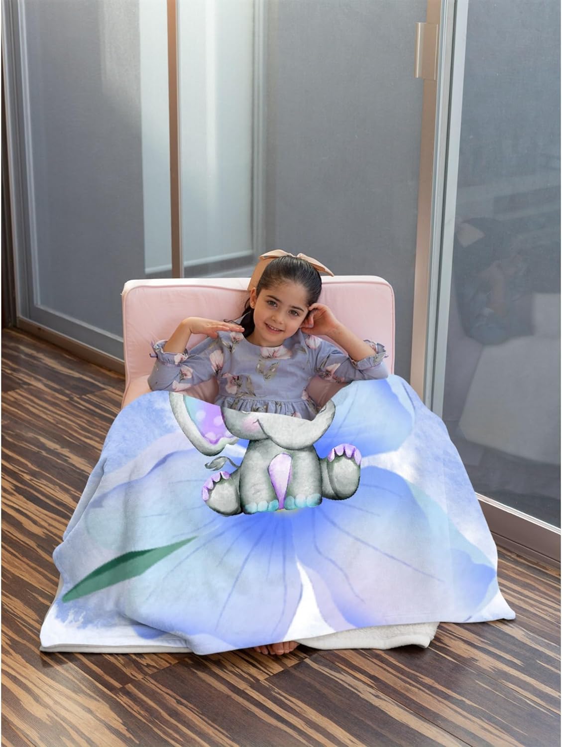 Custom Name Blanket Personalized Custom Baby Throw Blanket Memorial Gifts for Swaddle Toddler Birthday Personalized Elephant Blue