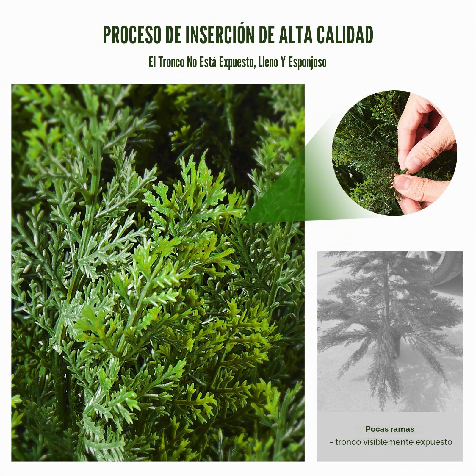 VEVOR Árbol Topiario de Cedro Artificial, 2 Piezas, con Hojas Adicionales y Maceta, Planta de Pino Ciprés Artificial de Hoja Perenne, con Clasificación UV para Decoración del Hogar, 300 x 300 x 900 mm