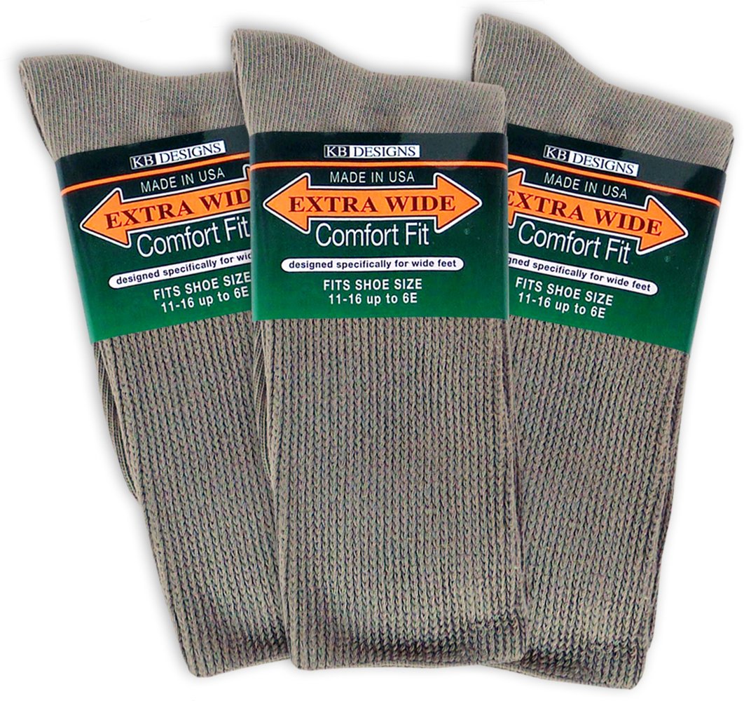 Extra Wide Athletic Crew Socks for Men (3 Pack) (11-16 (up to 6E wide), Tan)