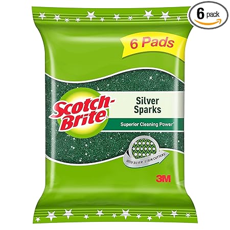 Scotch-Brite Silver Sparks Scrub Pad 2.75x4 (Pack of 6)