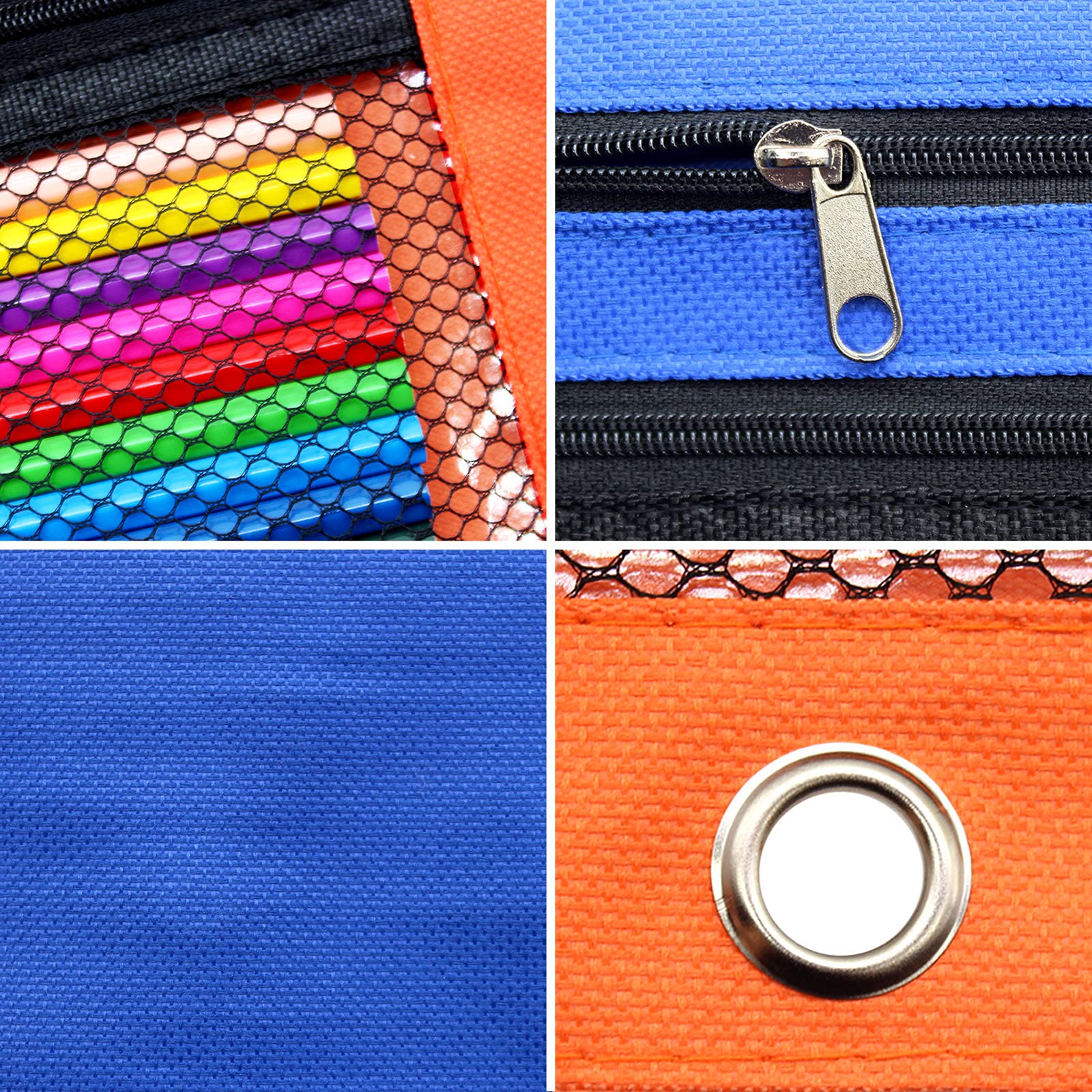 Cinvo Pencil Pouch 3 Ring Binder Pouch Zippered Pencil Case Canvas Pencil Bag with 2 Compartments (Set of 2, Blue and Orange) - Image 3