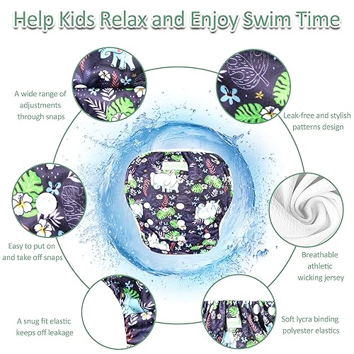 Miniatura 2 de Wegreeco Pañal de natación reutilizable ajustable para bebés y niños pequeños (planta, pequeño, paquete de 3)