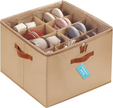 OrganiHaus Shoe Storage Bin & Basket, 17x17x12.5in, Brown