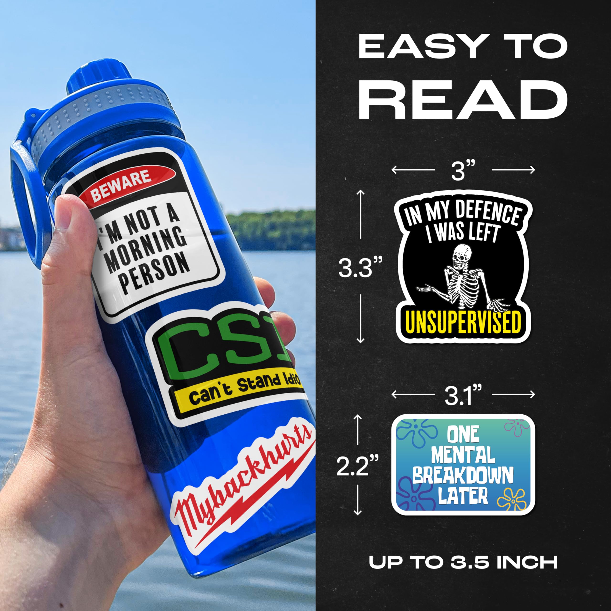 200 PCS Hard Hat Stickers for Adults No Duplicates Sarcastic Meme Funny Stickers for Water Bottles Toolbox Helmet — view 5