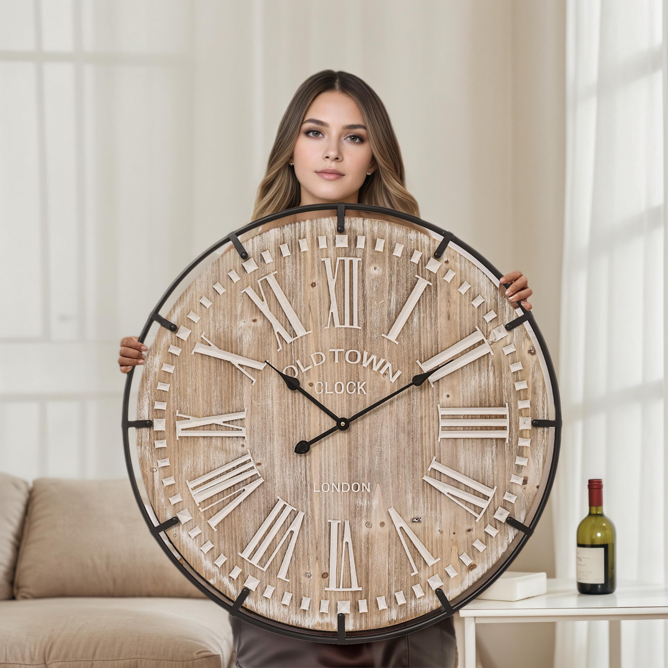 Amazon.com: MICWIC Farmhouse Wall Clock 30 Inch - Rustic Wood