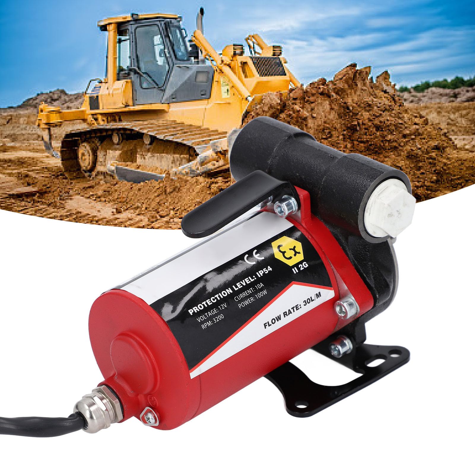 Bomba de transferencia de aceite autocebante SustVita 12 V CC 3200 RPM con conectores BSP3/4, bomba de transferencia de a prueba de explosiones para gasolina, queroseno,