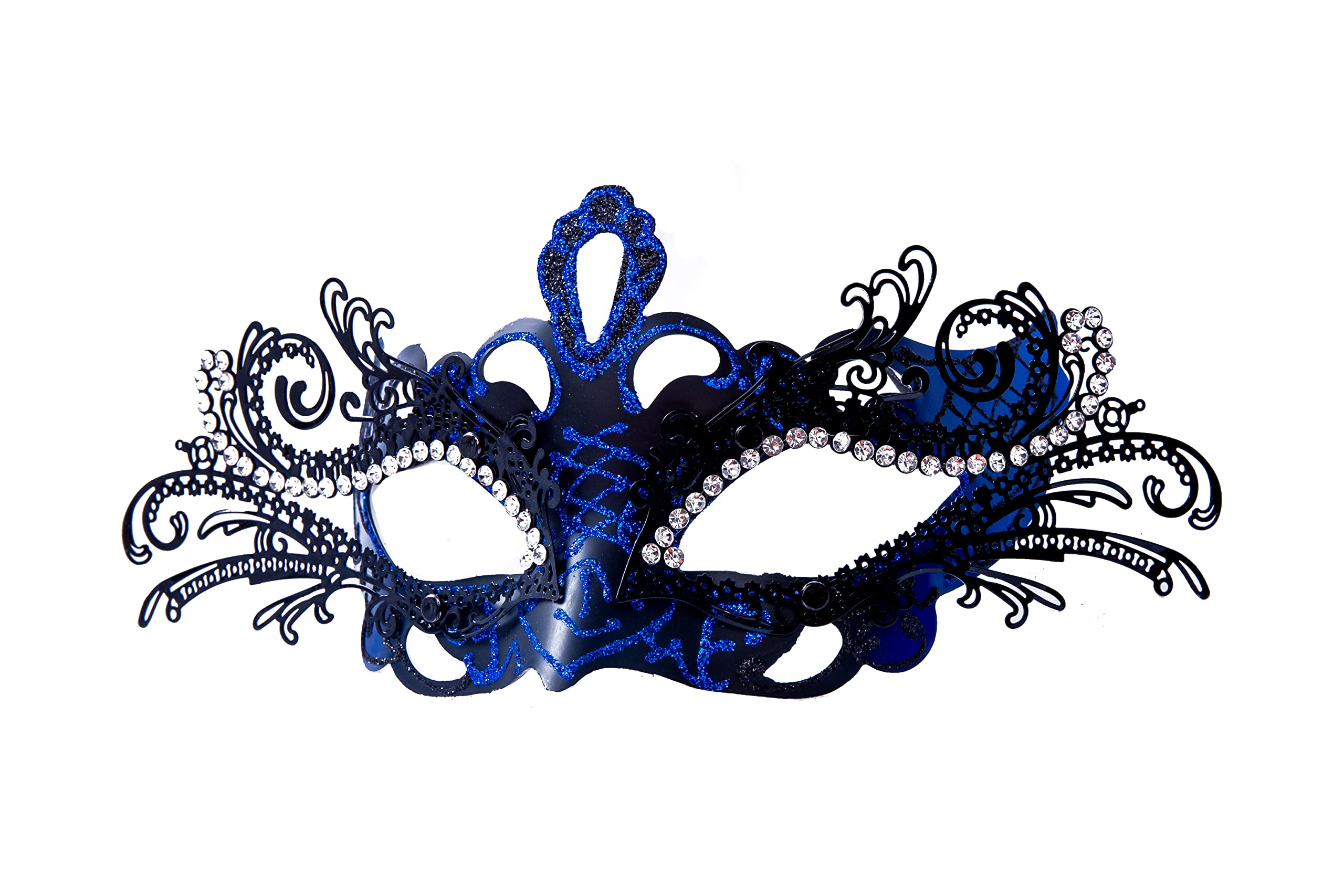 DIOLUF liweiyu Masquerade Mask, Mardi Gras Deecorations Venetian Masks for Womens (Blue-black), 9.44in*4.11in - Image 3