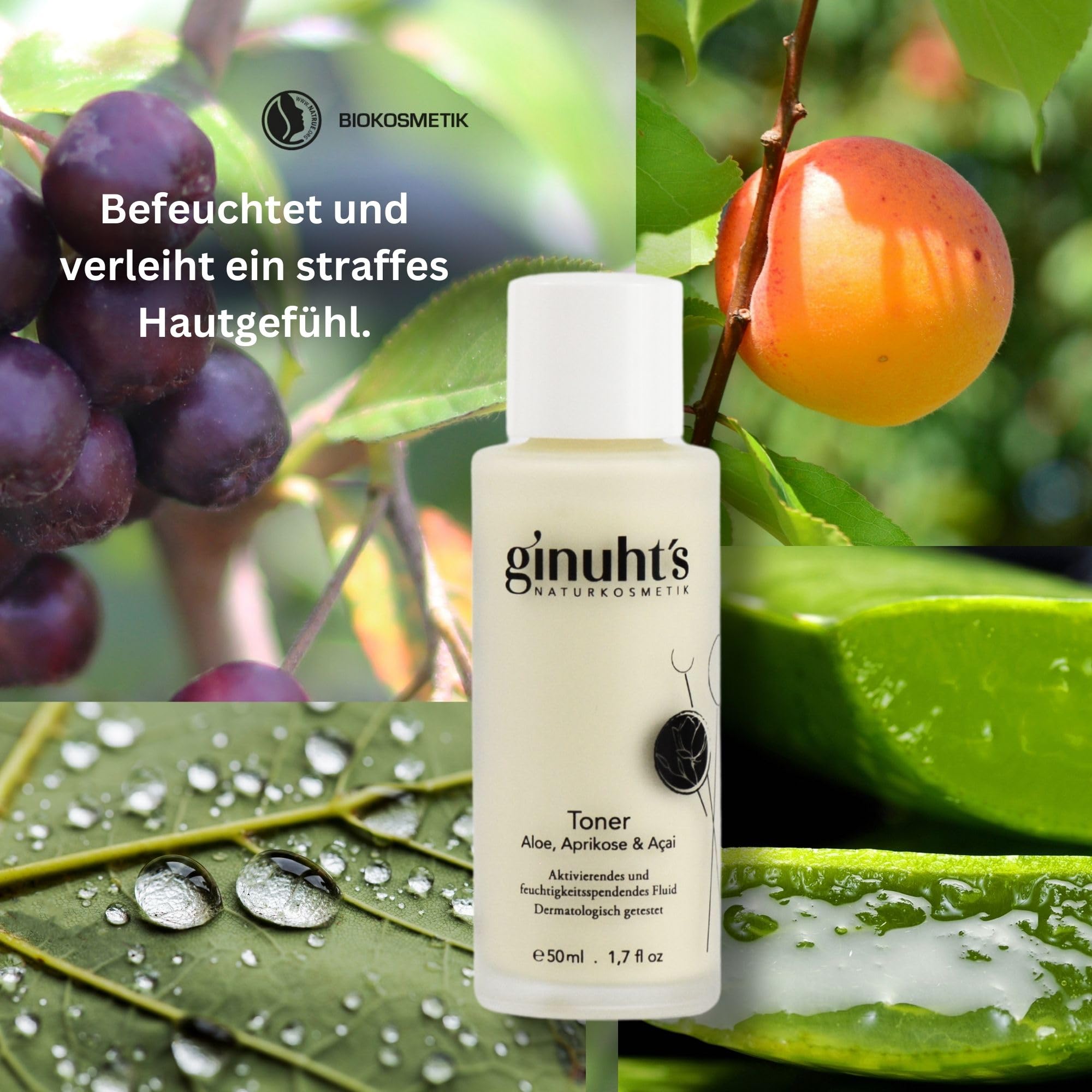 ginuht's NATURKOSMETIK - Gesichtspflege Set für Frauen & Männer | Feuchtigkeitsspendendes Serum, sanfte Reinigung & Anti-Aging Pflege - für sensible Haut - Perfekte Gesichtspflege Routine