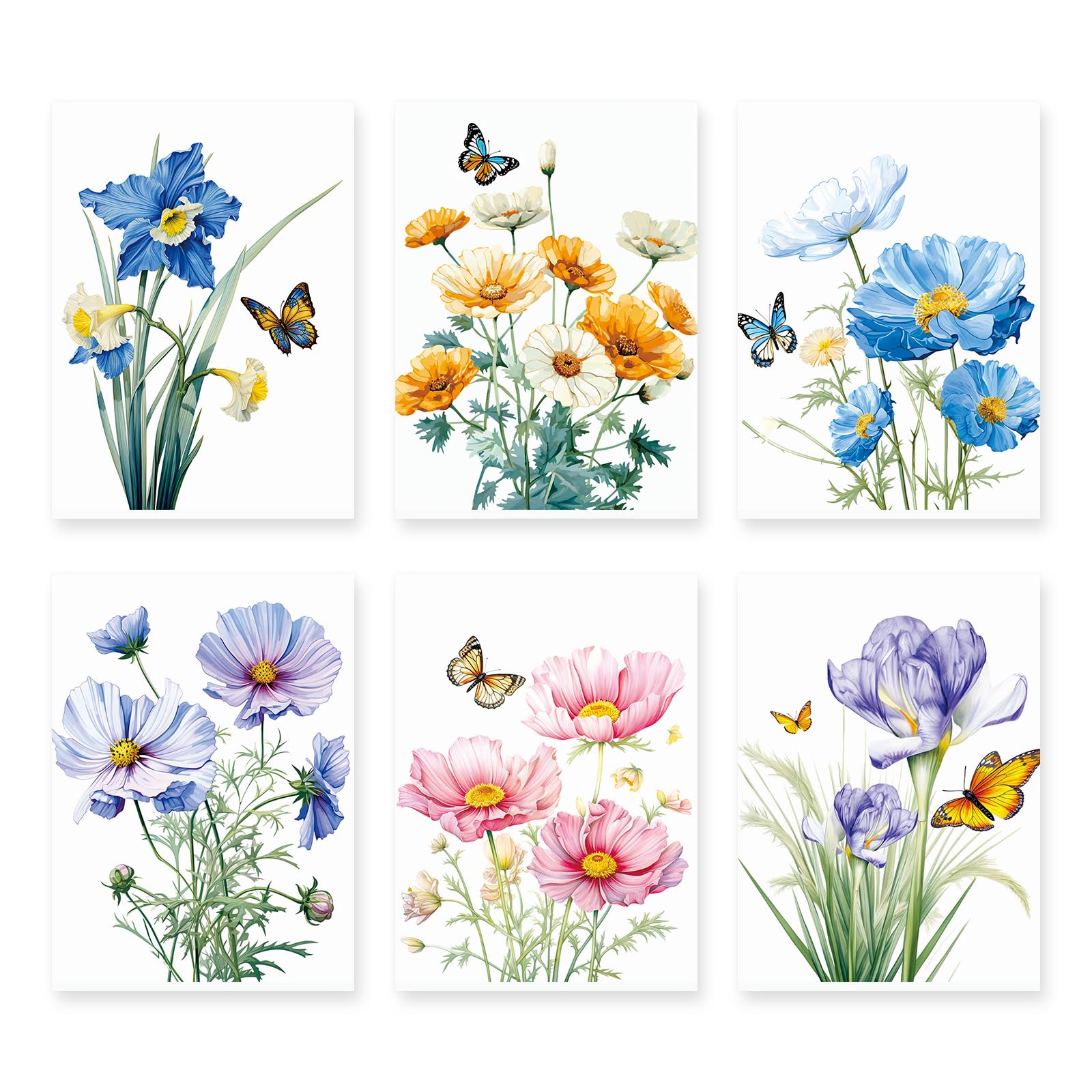 Amazon.com: LIIGEMI Vintage Floral Wall Art -Print Blue and Pink Flower ...