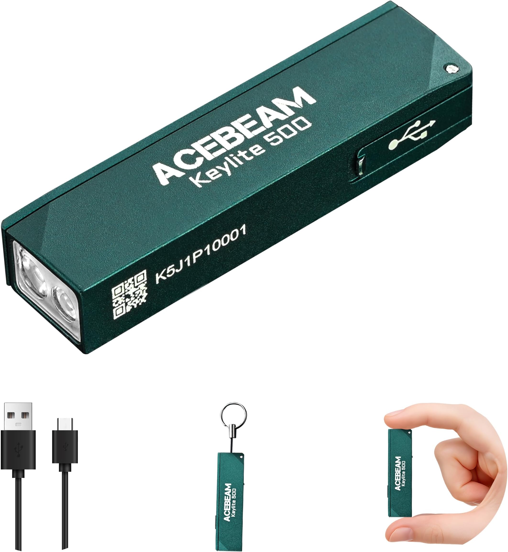 Keylite 500 High Lumens Keychain Flashlight, Flat Pocket EDC Light