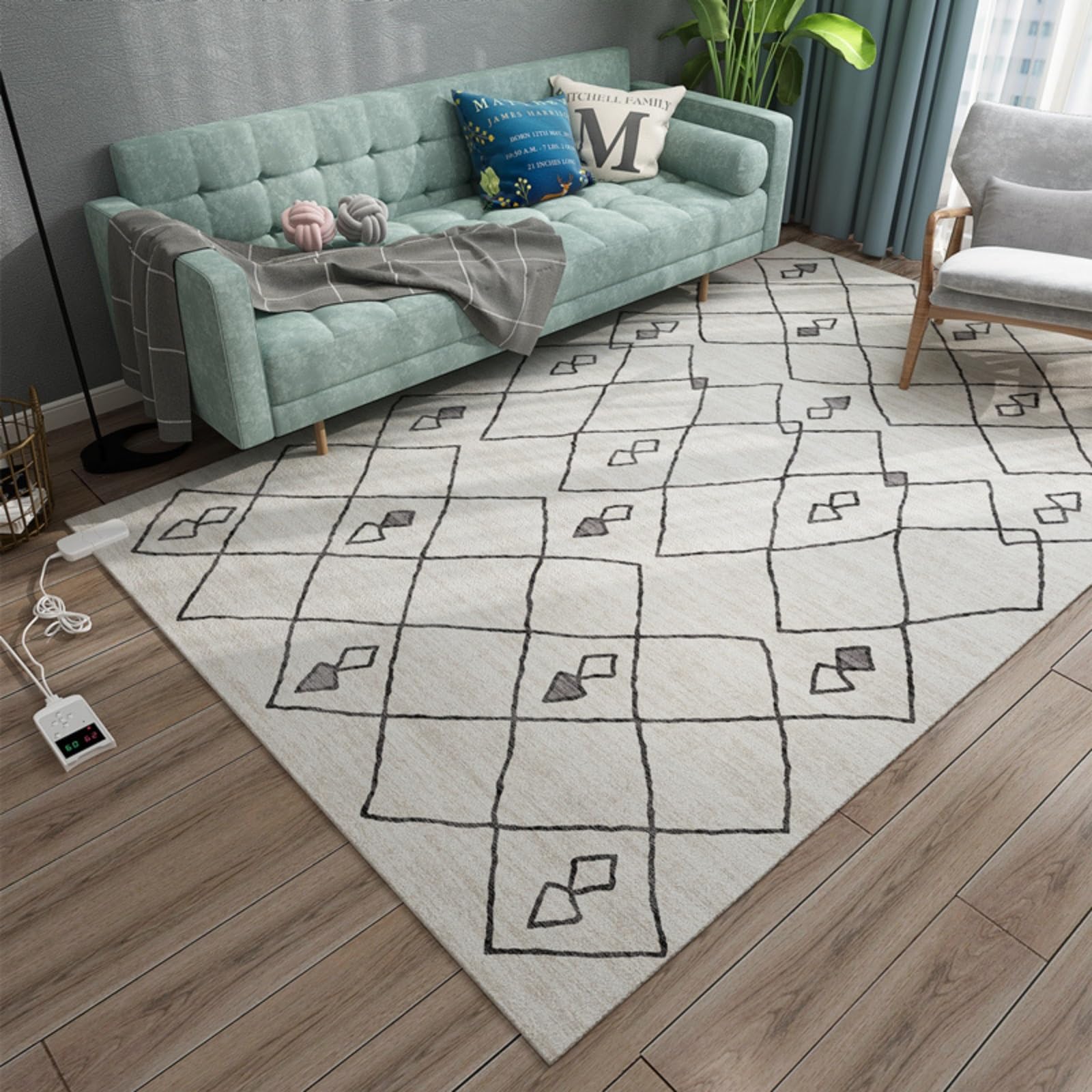 Manta eléctrica calefactora de grafeno, temperatura ajustable, suave y afelpada, calentador de pies con temporizador, calentamiento rápido para sala de estar(B,80CM*120CM/31.4 * 47.2in)