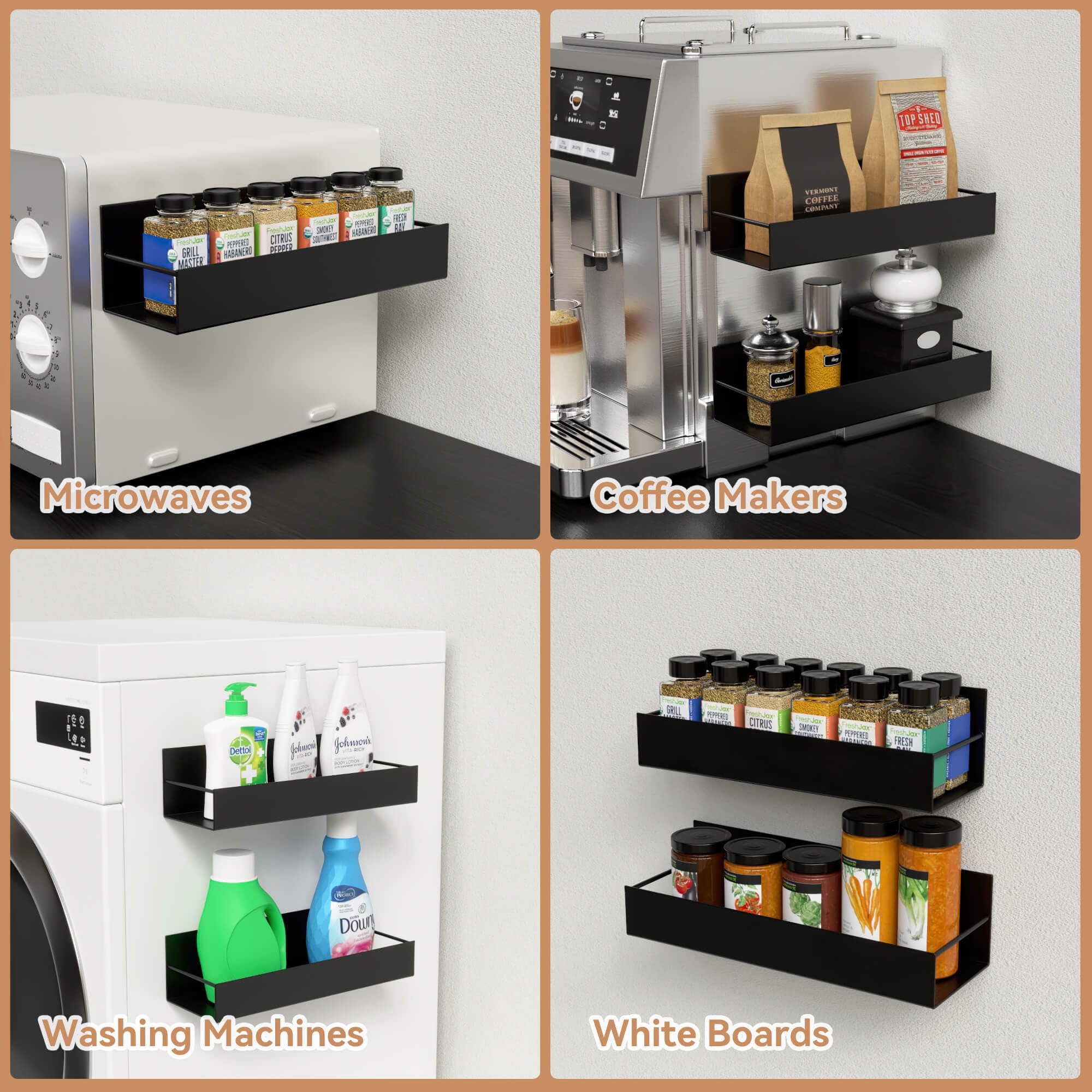 Set di 4 portaspezie, elegante organizer da cucina per erbe aromatiche, condimenti e spezie, design salvaspazio, perfetto per chef domestici e appassionati di cucina