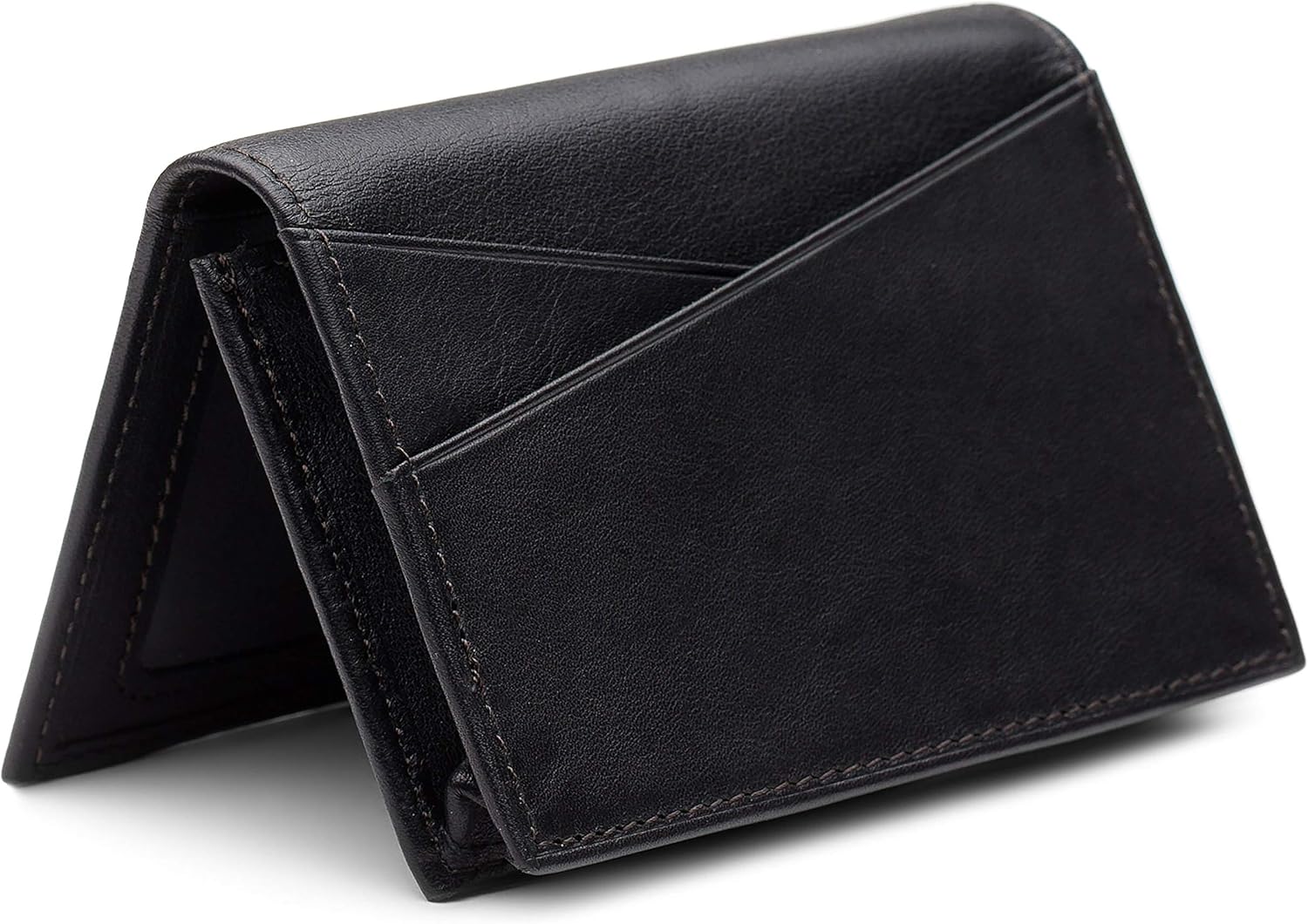 Bosca Nappa Vitello Collection-Gusseted Card Case, Black Leather