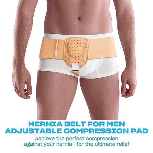 Miniatura 2 de Cinturón de hernia inguinal para hombres y mujeres, almohadillas extraíbles para soporte lateral izquierdo o derecho, correa de cintura ajustable,