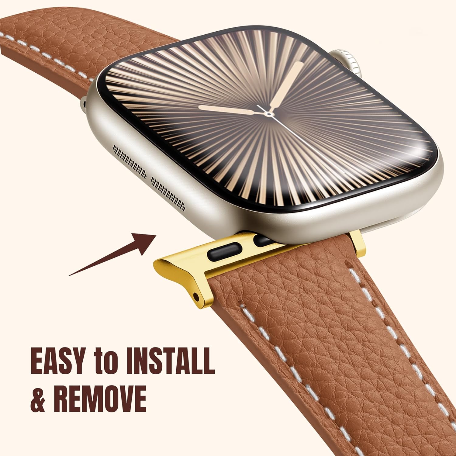 Charlam Leather Magnetic Watch Band, Compatible with Apple Watch Bands 40mm 38mm 41mm 42mm 44mm 45mm 46mm 49mm Women Men, Top Grain Leather Designer Strap for iWatch Series 11/10/9/8/7/6-1/Ultra 3/SE3 - Image 5