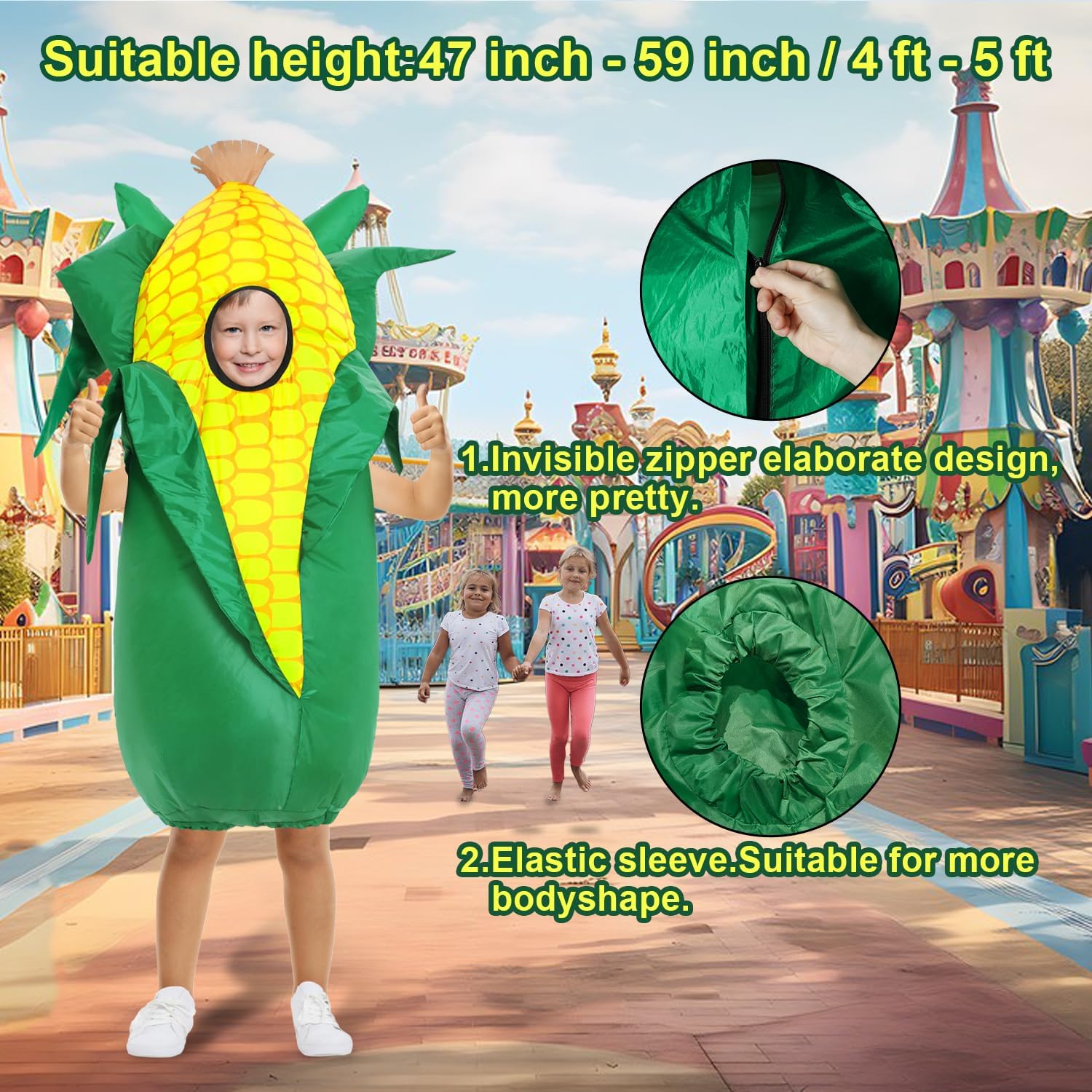 Spinosaurus Thanksgiving Inflatable Corn Costume for Kids Inflatable Food Costumes Halloween Funny Costume Blow Up Costumes for Boys Girls - Image 2