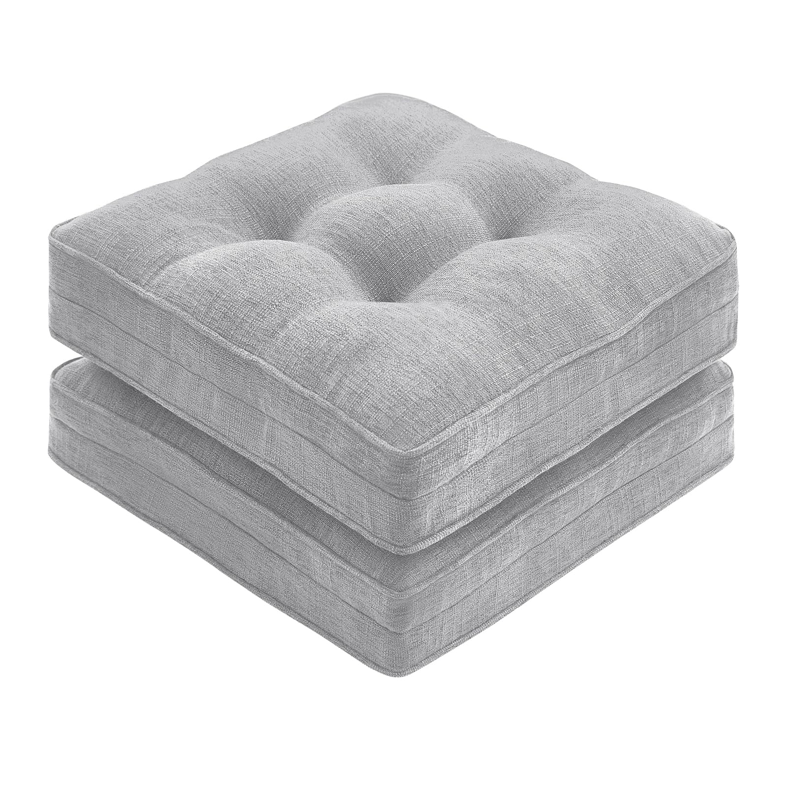 Basic Beyond Chair Cushions for Dining Chairs, Soft Memory Foam Kitchen Chair Cushions Set of 2 and Non-Slip Backing, 16.5 x 16.5 Inches Indoor Chair Pads, Light Grey