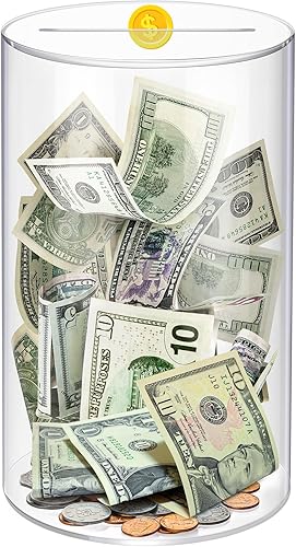 Vcertcpl - Alcancía extragrande para adultos y niños, alcancía de acrílico transparente para ahorrar dinero con capacidad de 4.1 litros, frasco de disponible en Yaxa El Salvador