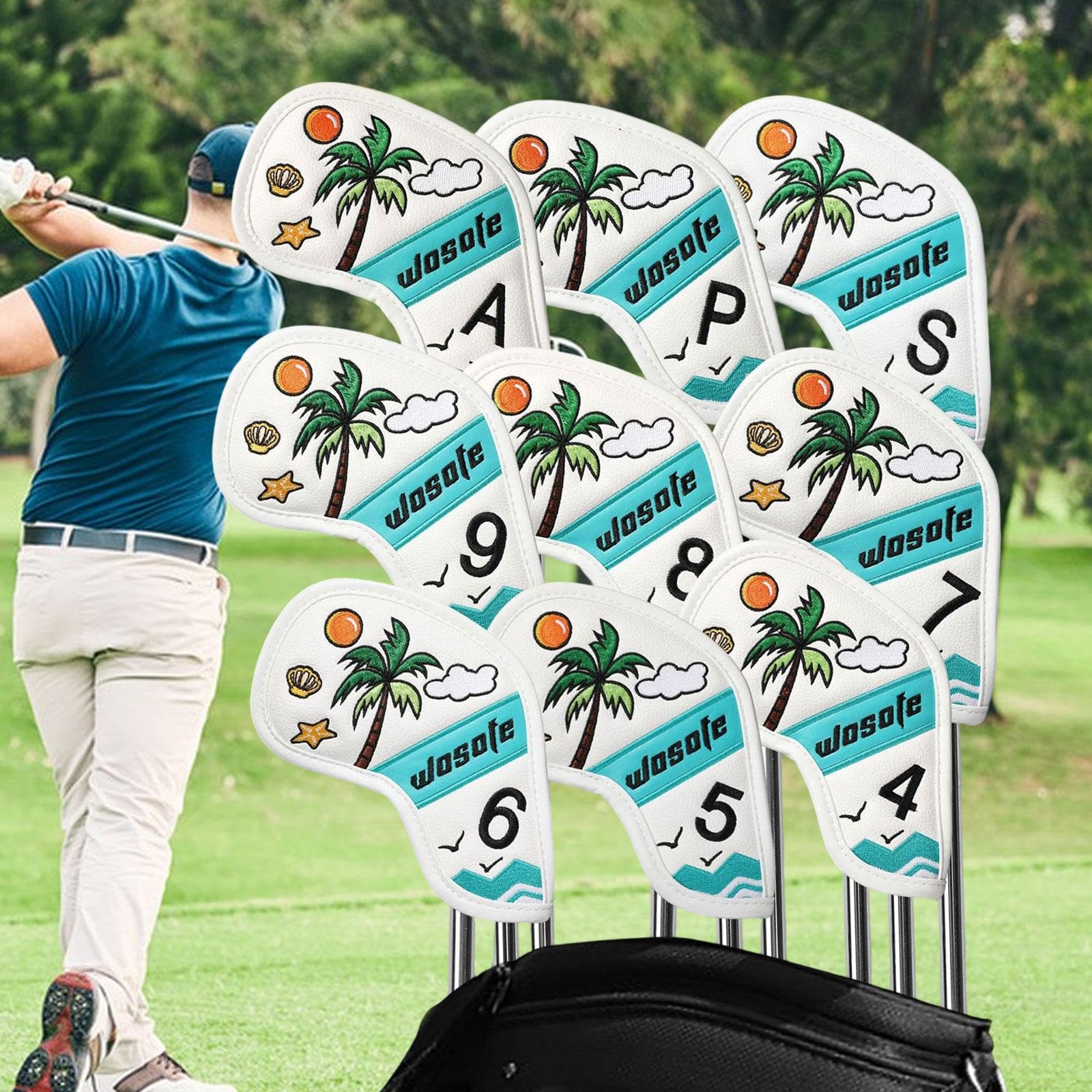 9X Golfschlägerhüllen, Schutzhüllen für Golfschläger, Trainingsausrüstung, PU Schutz für