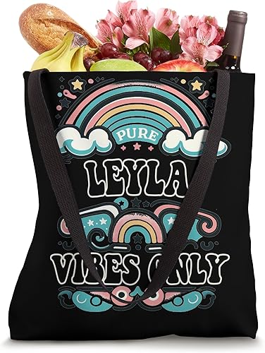 Vista 4 de LEYLA Vibes Only Cute Retro Girls LEYLA Name Tote Bag